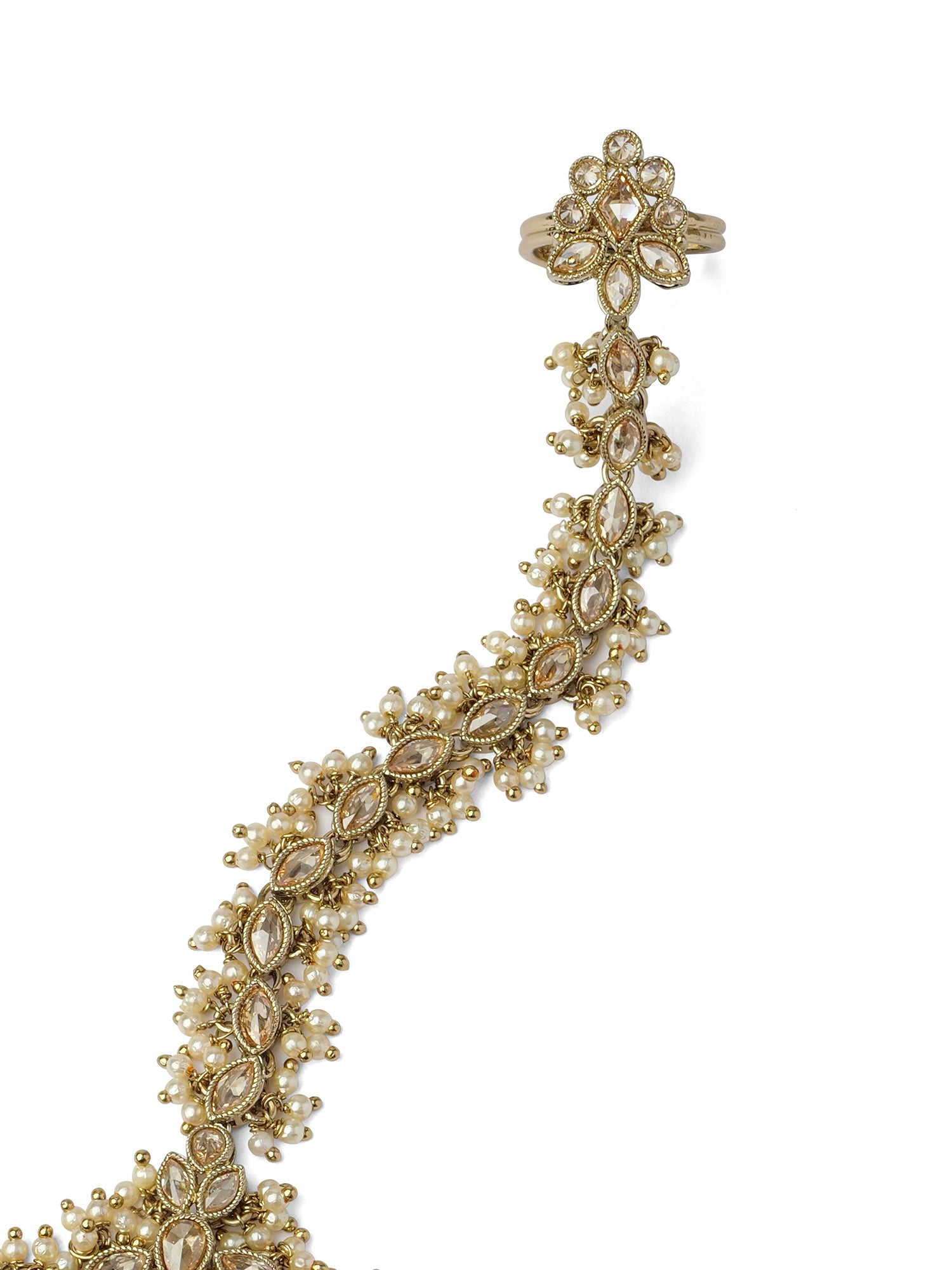 Veda Cluster Pearl Hand Chain in Champagne