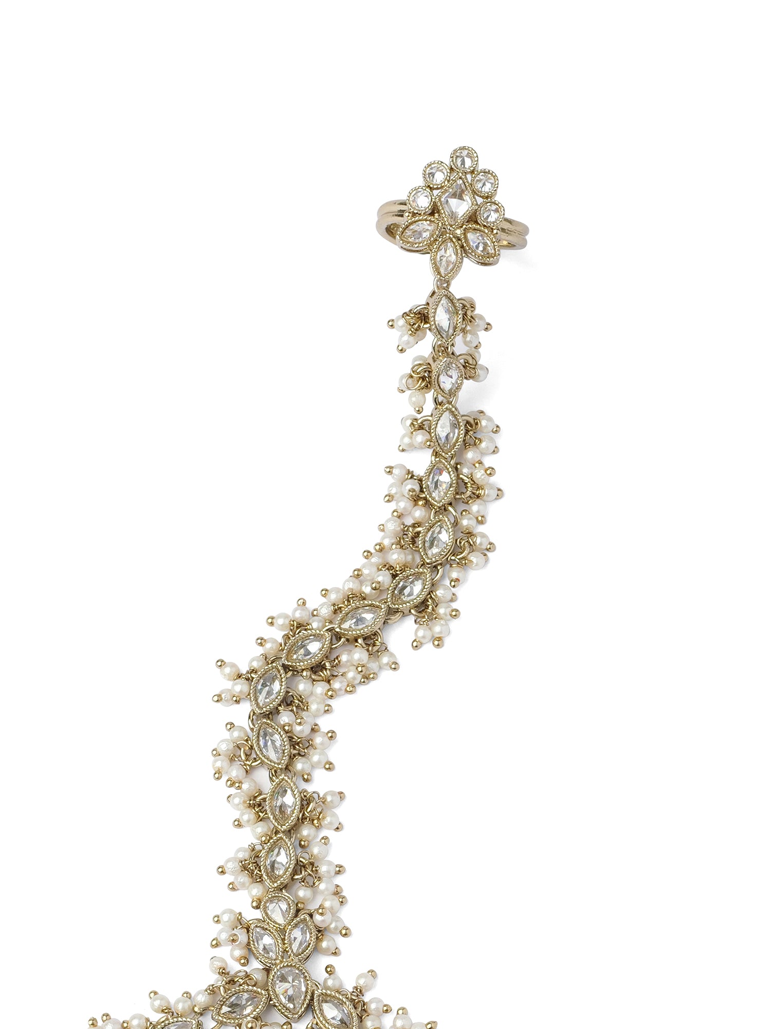 Veda Cluster Pearl Hand Chain in White