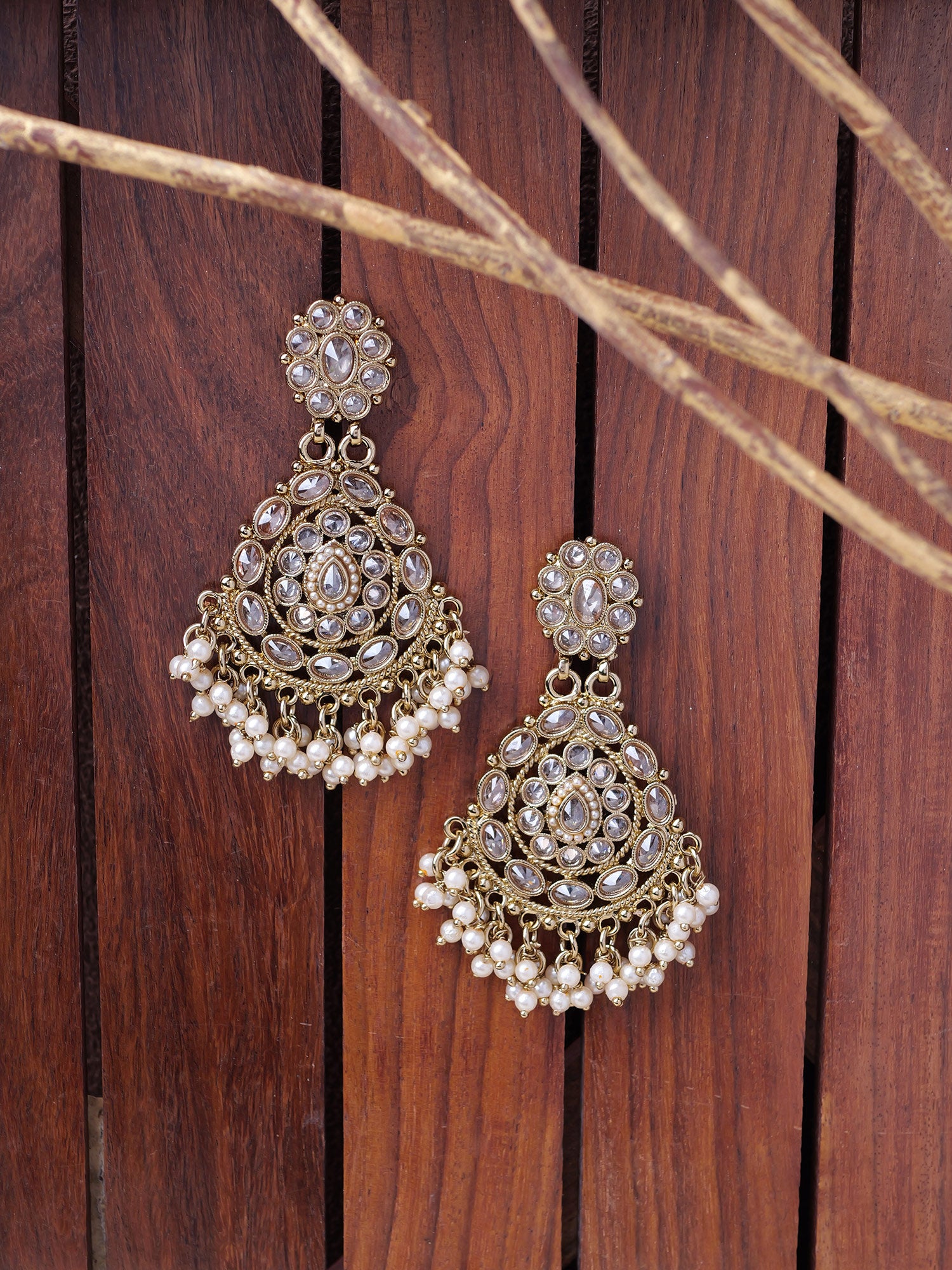 Veera Long Earrings in Champagne
