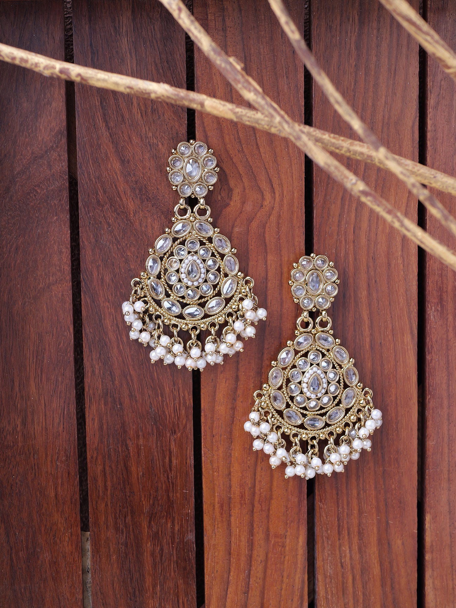 Veera Long Earrings in White