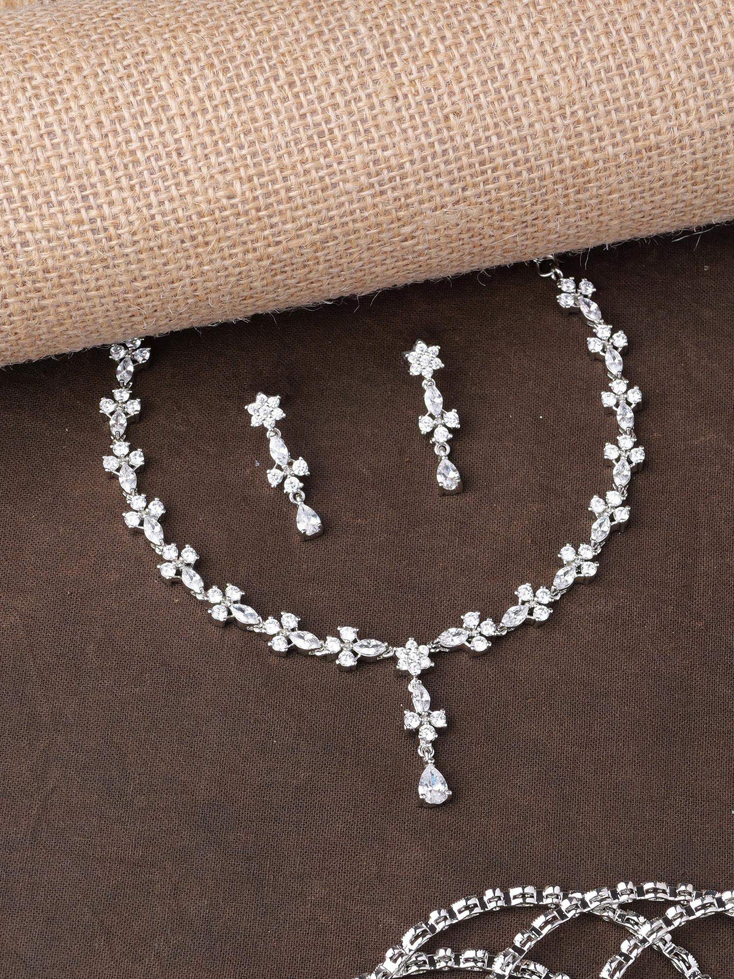 Verina Cubic Zirconia Necklace Set in Rhodium