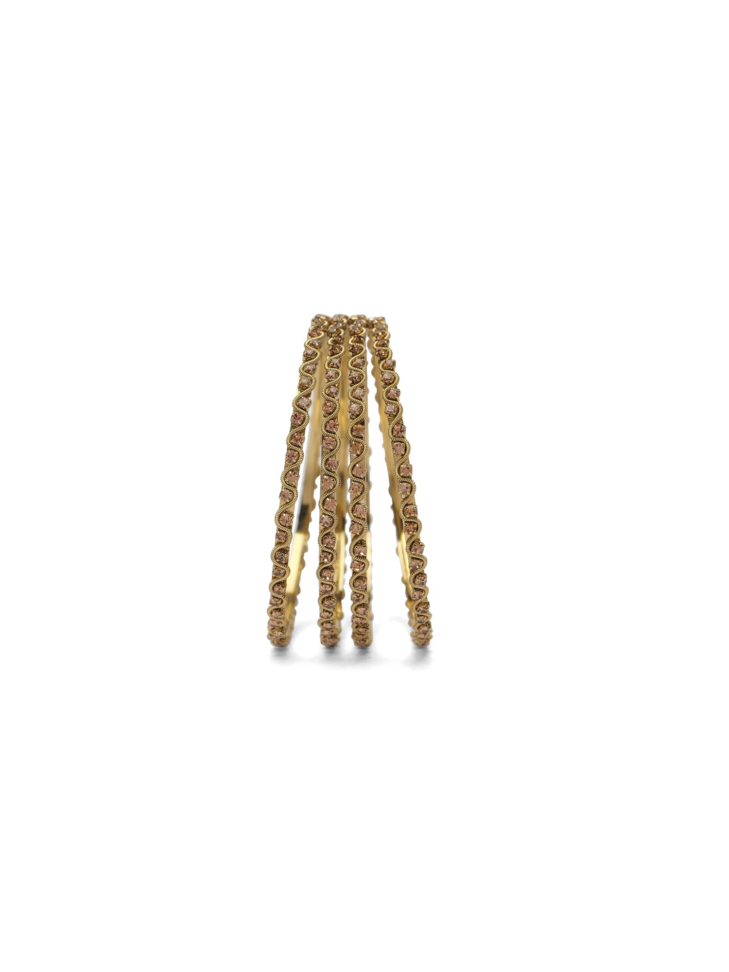 Veya Set of 4 Diamante Bangles in Champagne