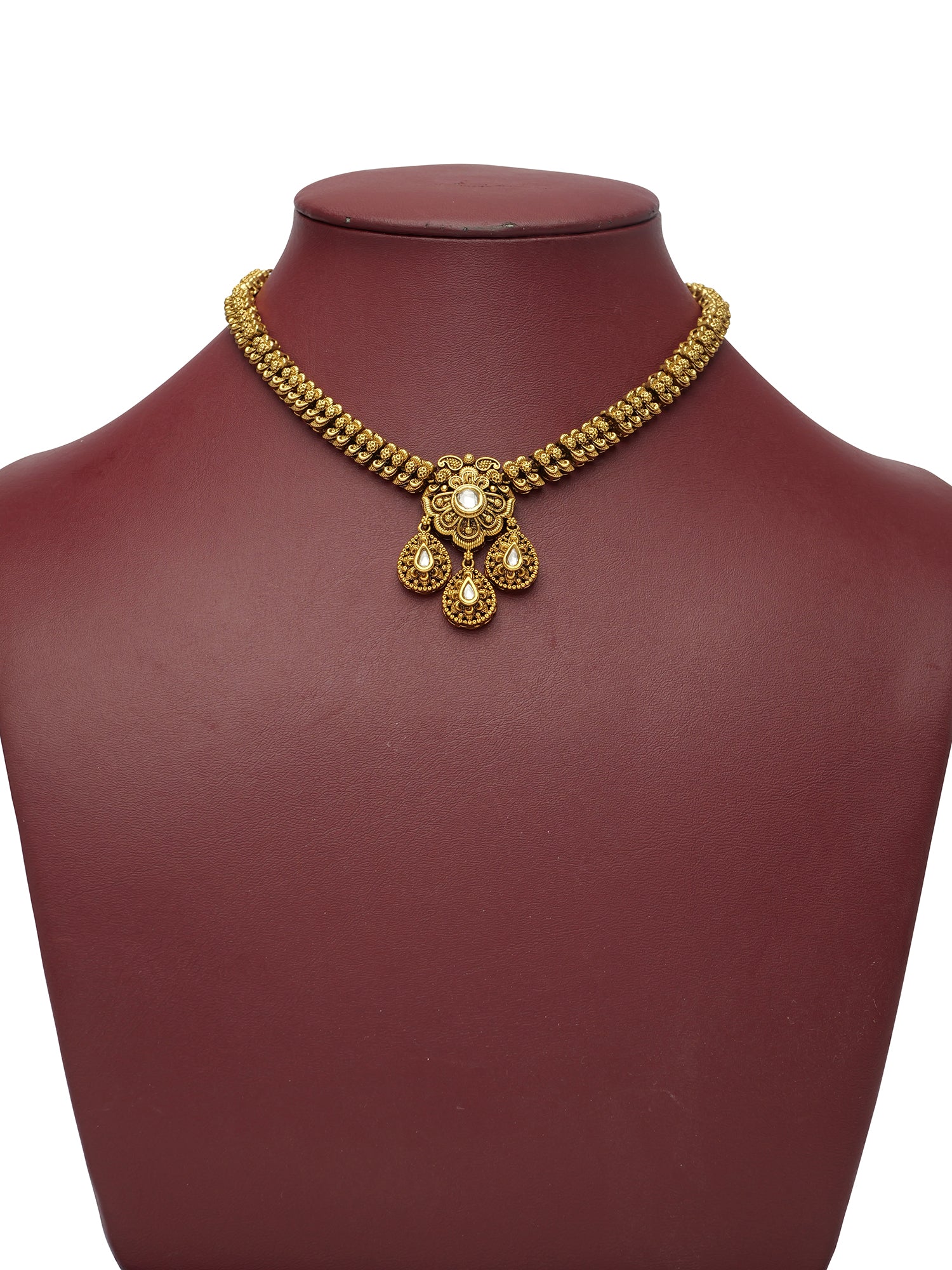 Vibhuti Kundan Necklace Set in White