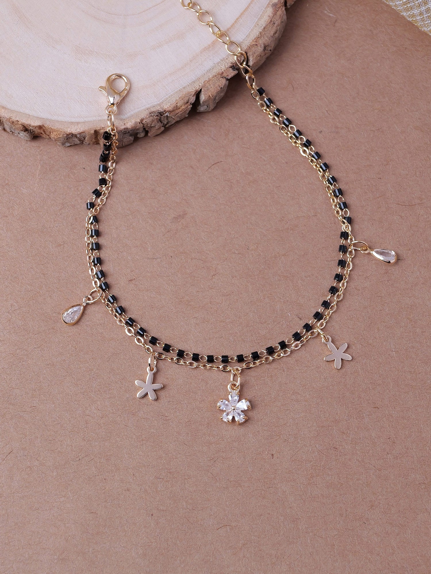 Violet Charm Bracelet in White and Gold