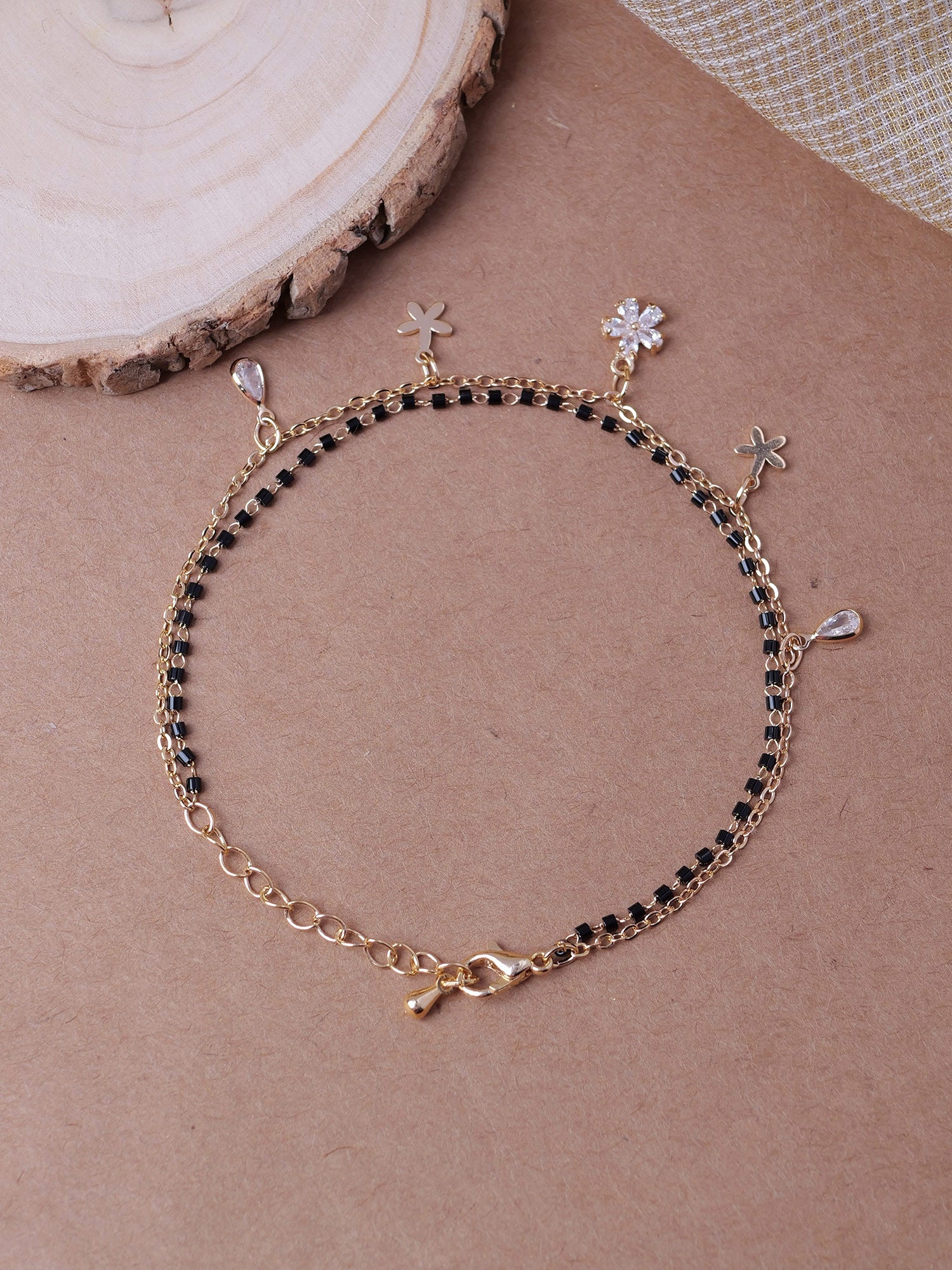 Violet Charm Bracelet in White and Gold