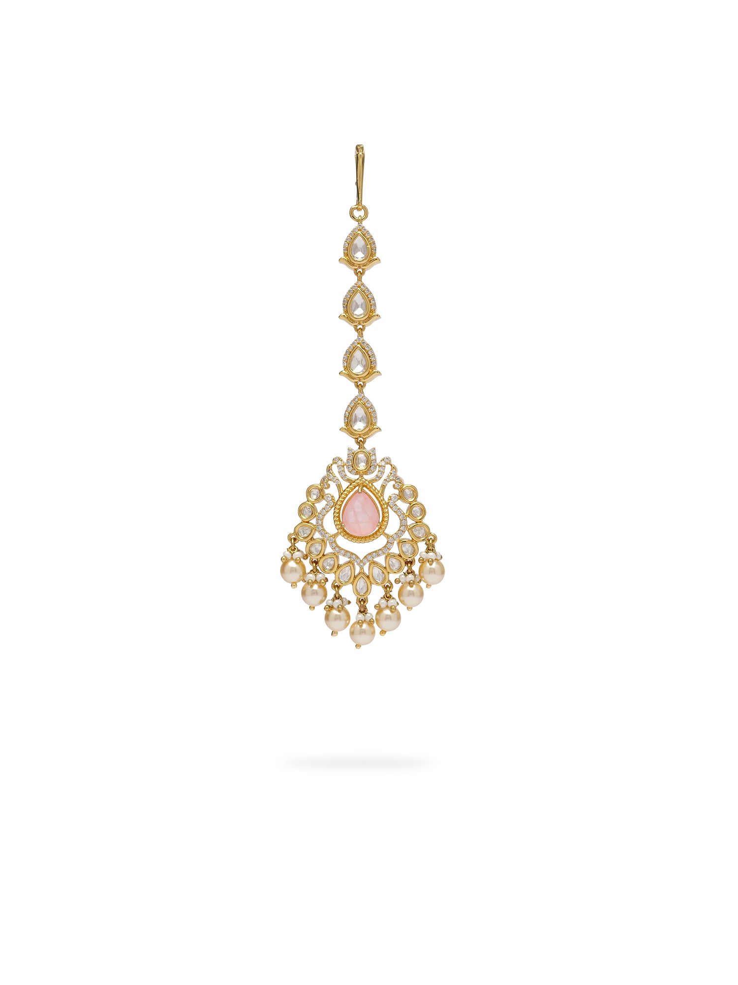 Virasat Kundan Necklace Set in Pink