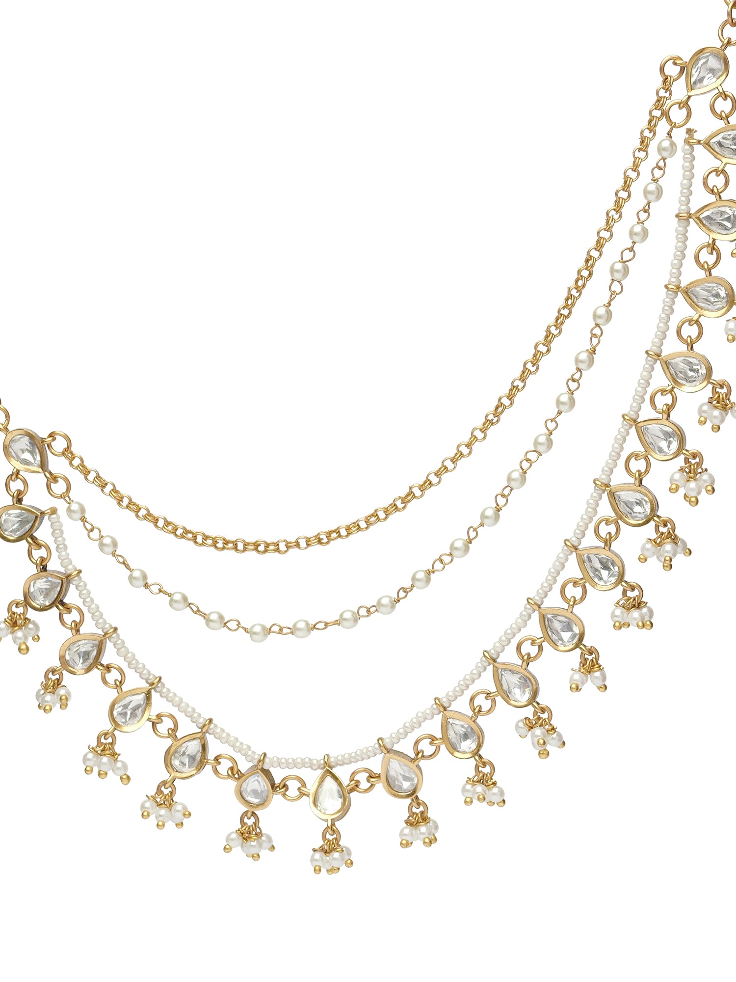 Visha Kundan Pearl Ear Chains