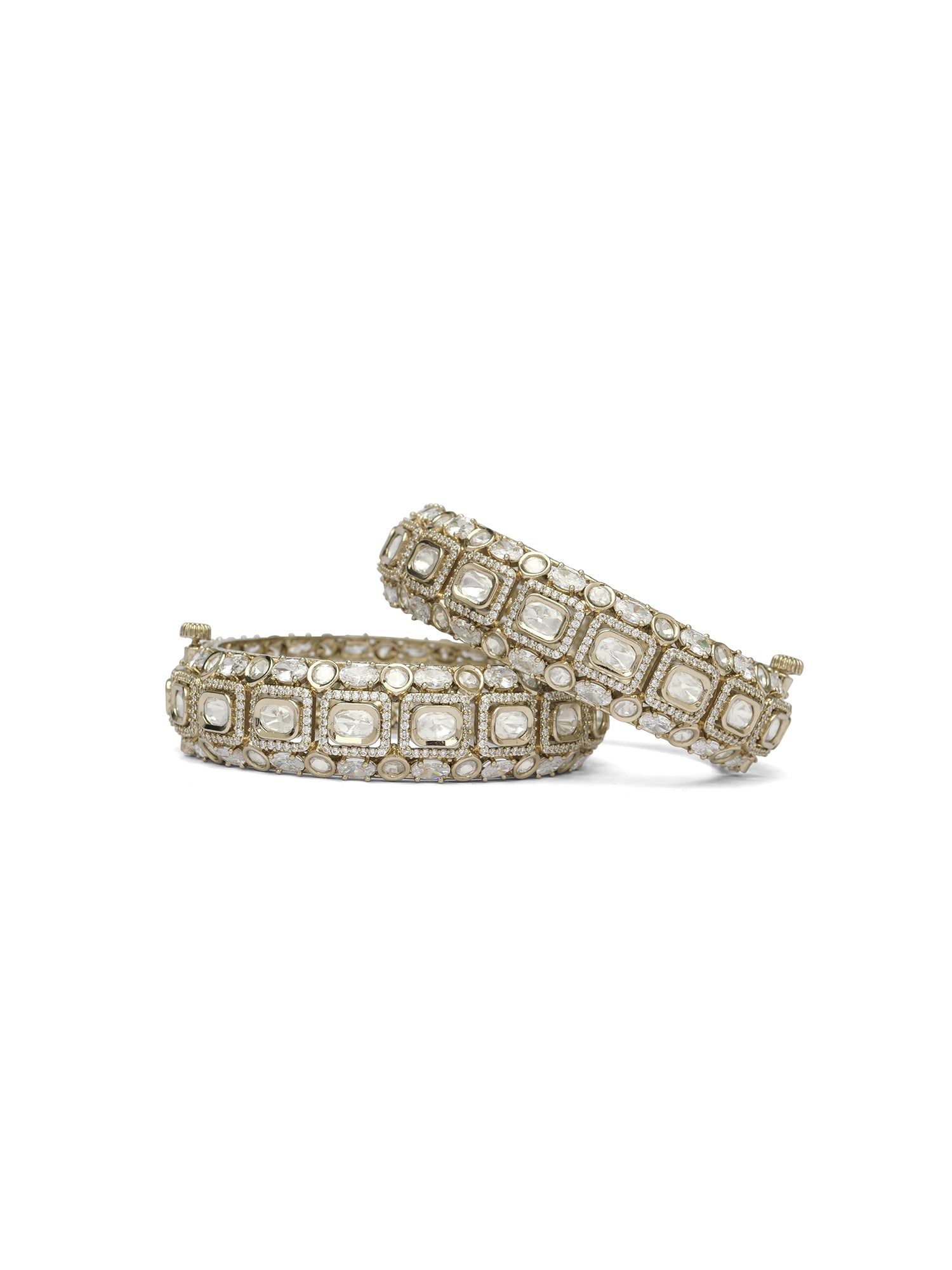 Vivaah Kundan Bangles in White and Antique Gold