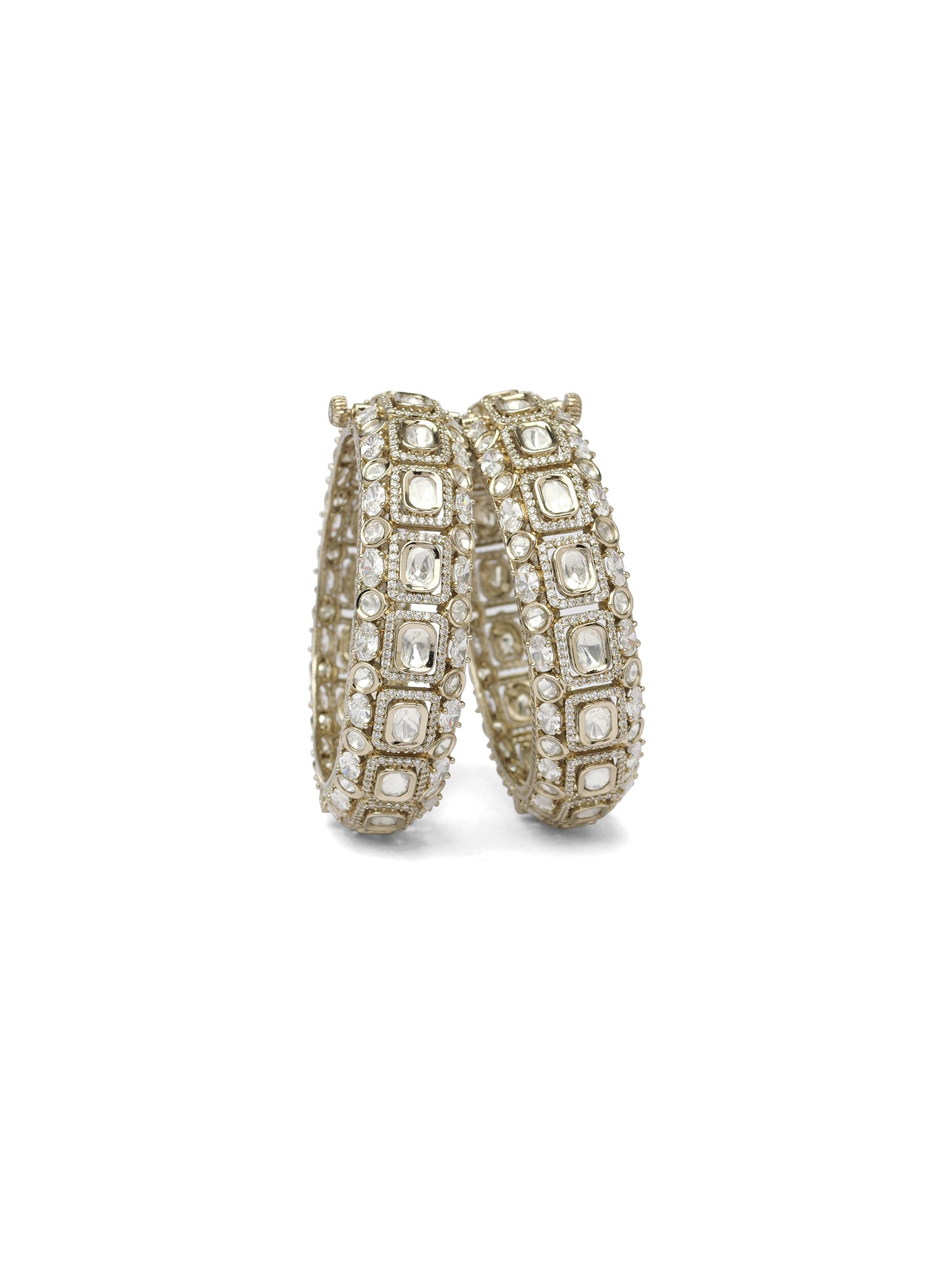 Vivaah Kundan Bangles in White and Antique Gold