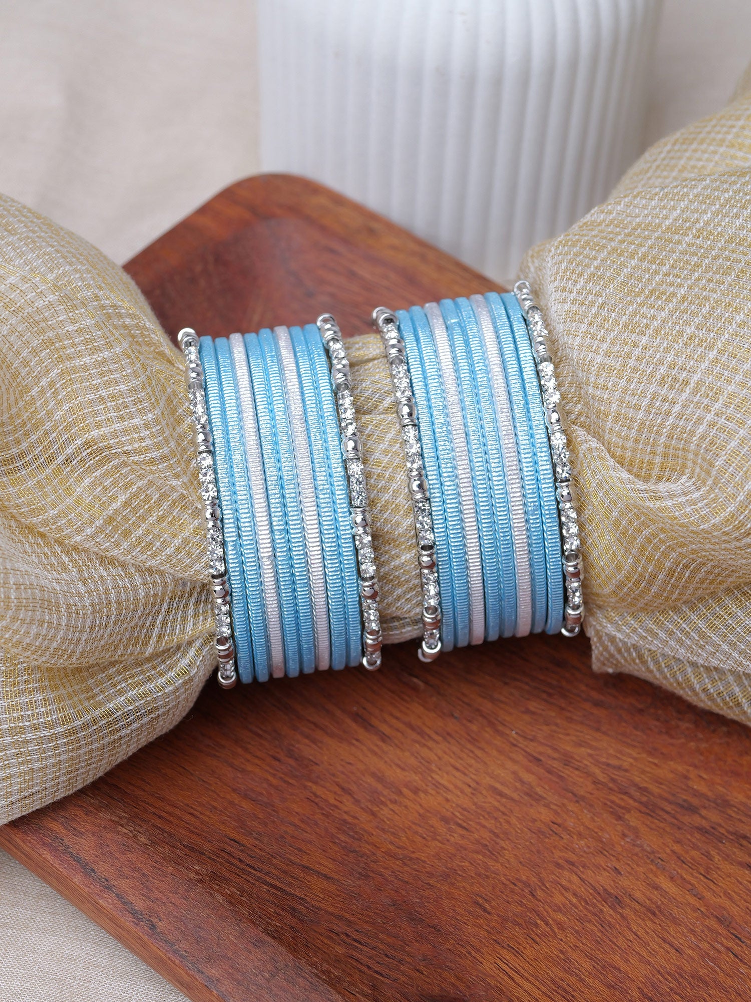 Viya Children's Bangle Set in Light Blue and Rhodium