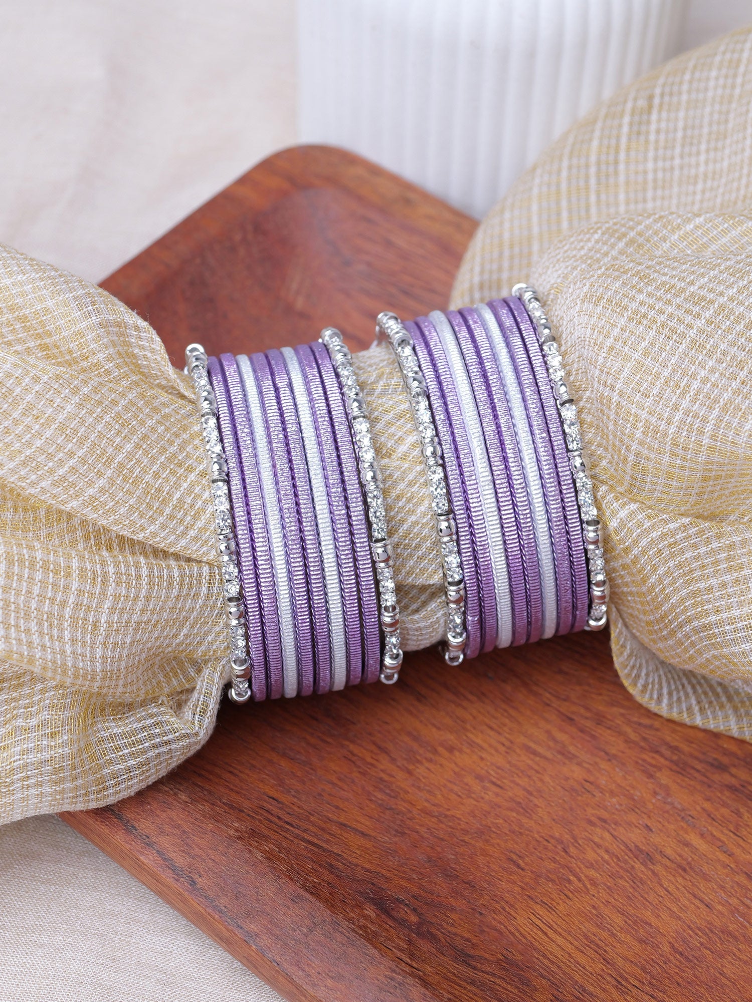 Viya Children's Bangle Set in Lilac and Rhodium