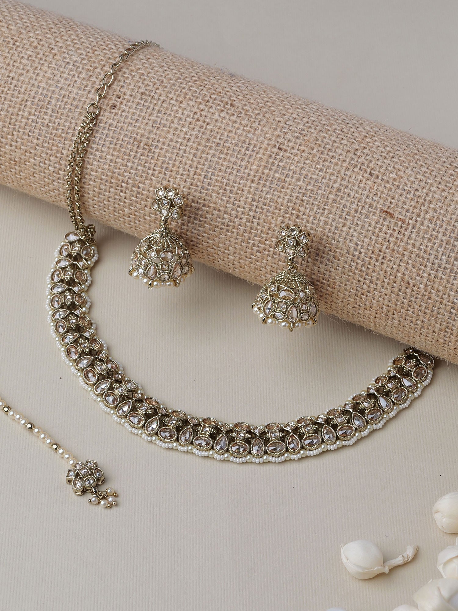 Viya Necklace Set in Pearl and Champagne