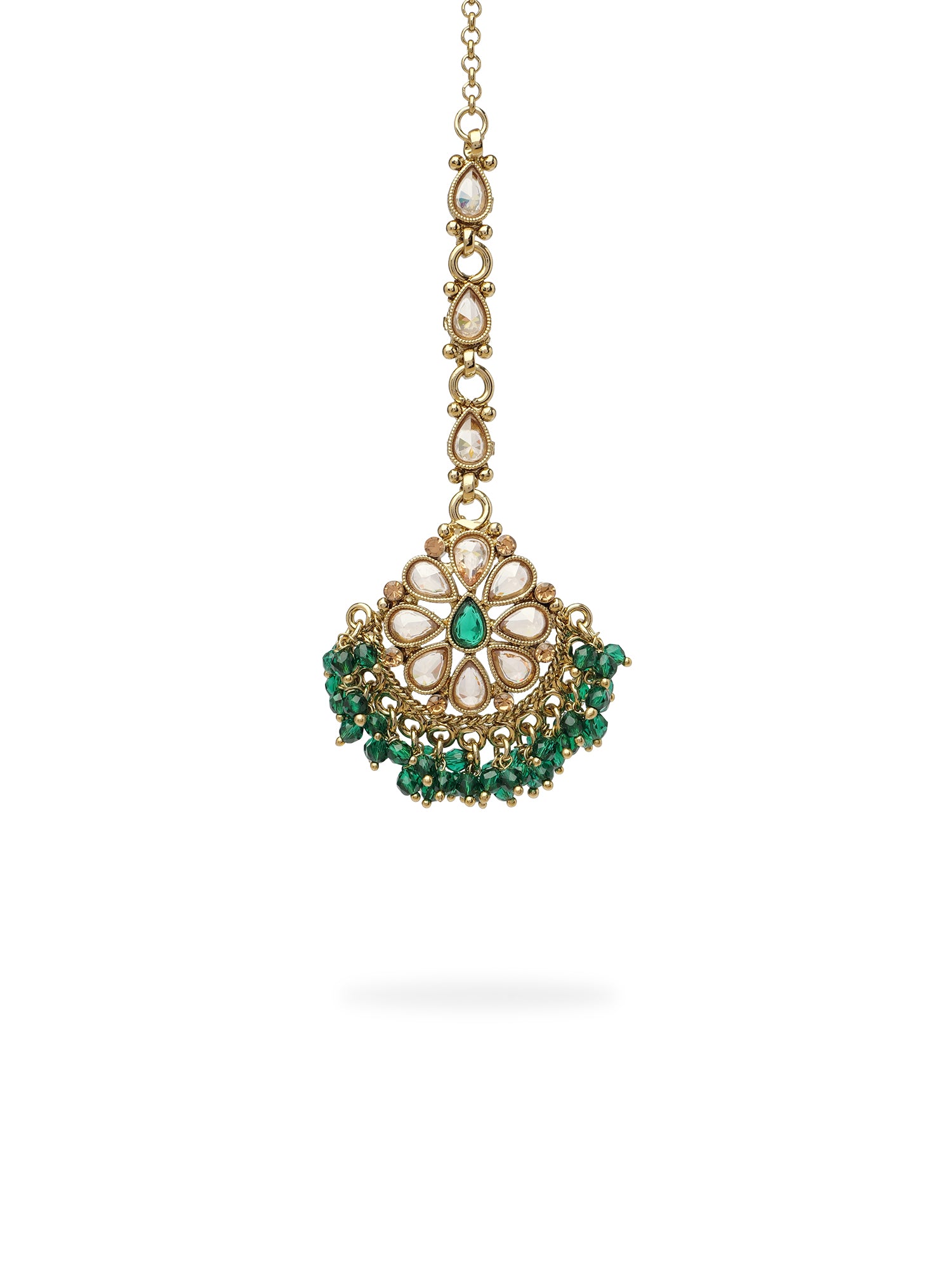 Yashvini Bridal Choker Set in Green and Antique Gold