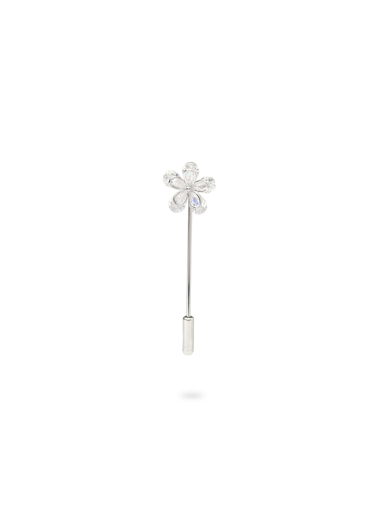 Yasira Scarf Pin in White and Rhodium