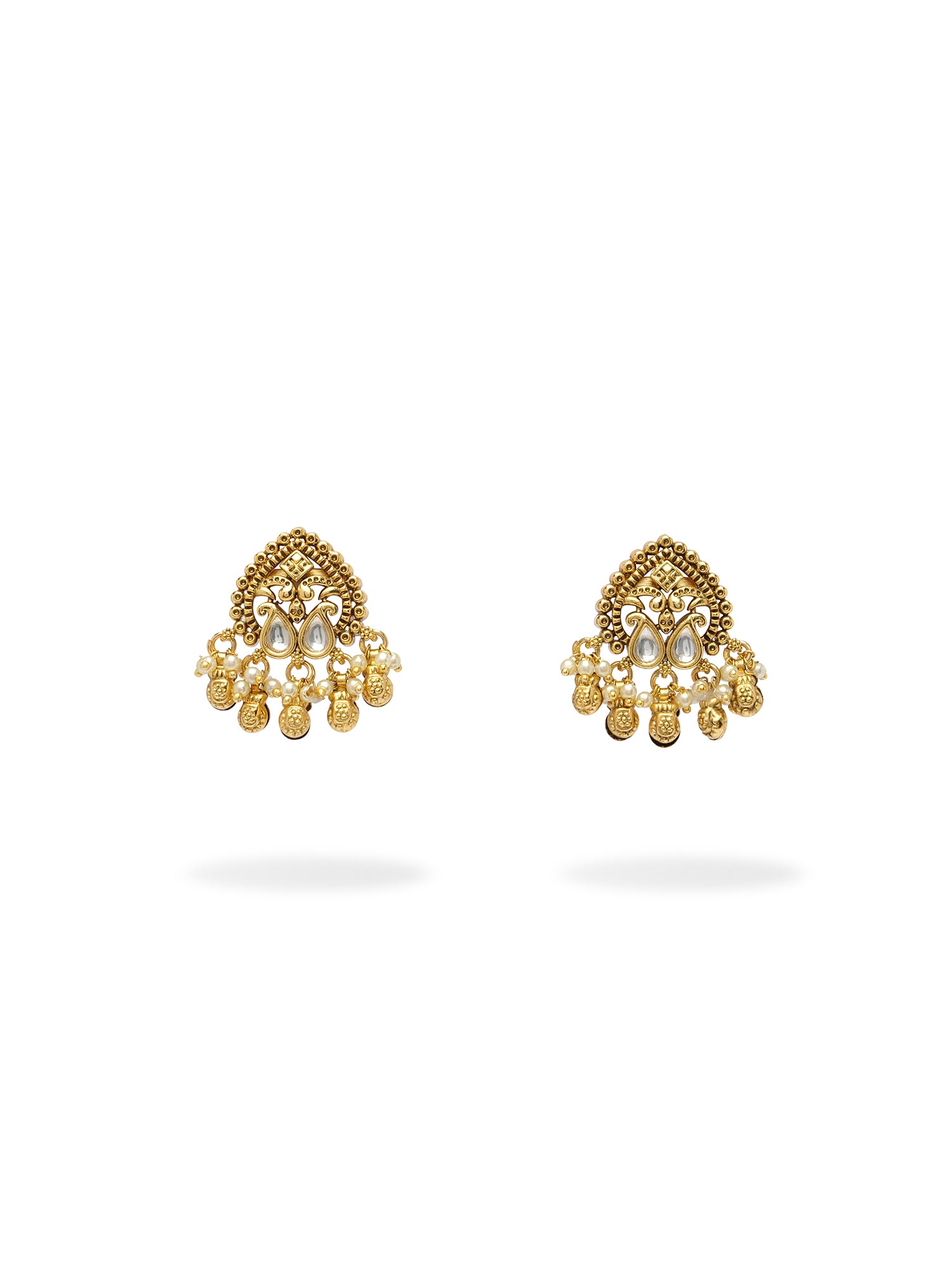 Yasmeen Kundan Earrings in Gold Oxidised
