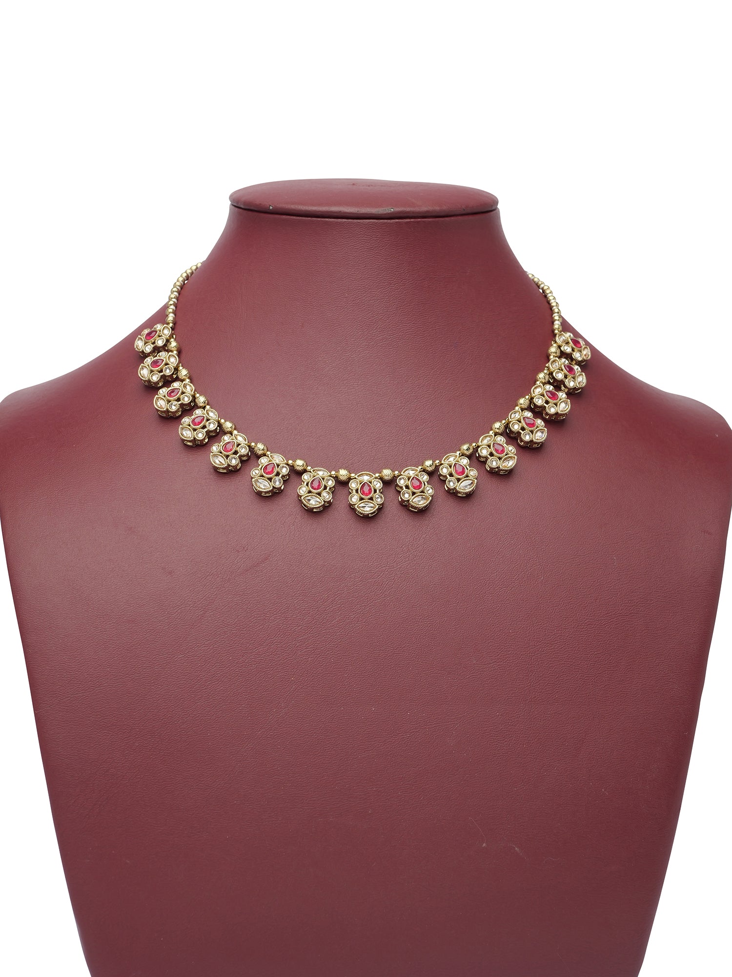Yasmin Simple Necklace Set in Ruby
