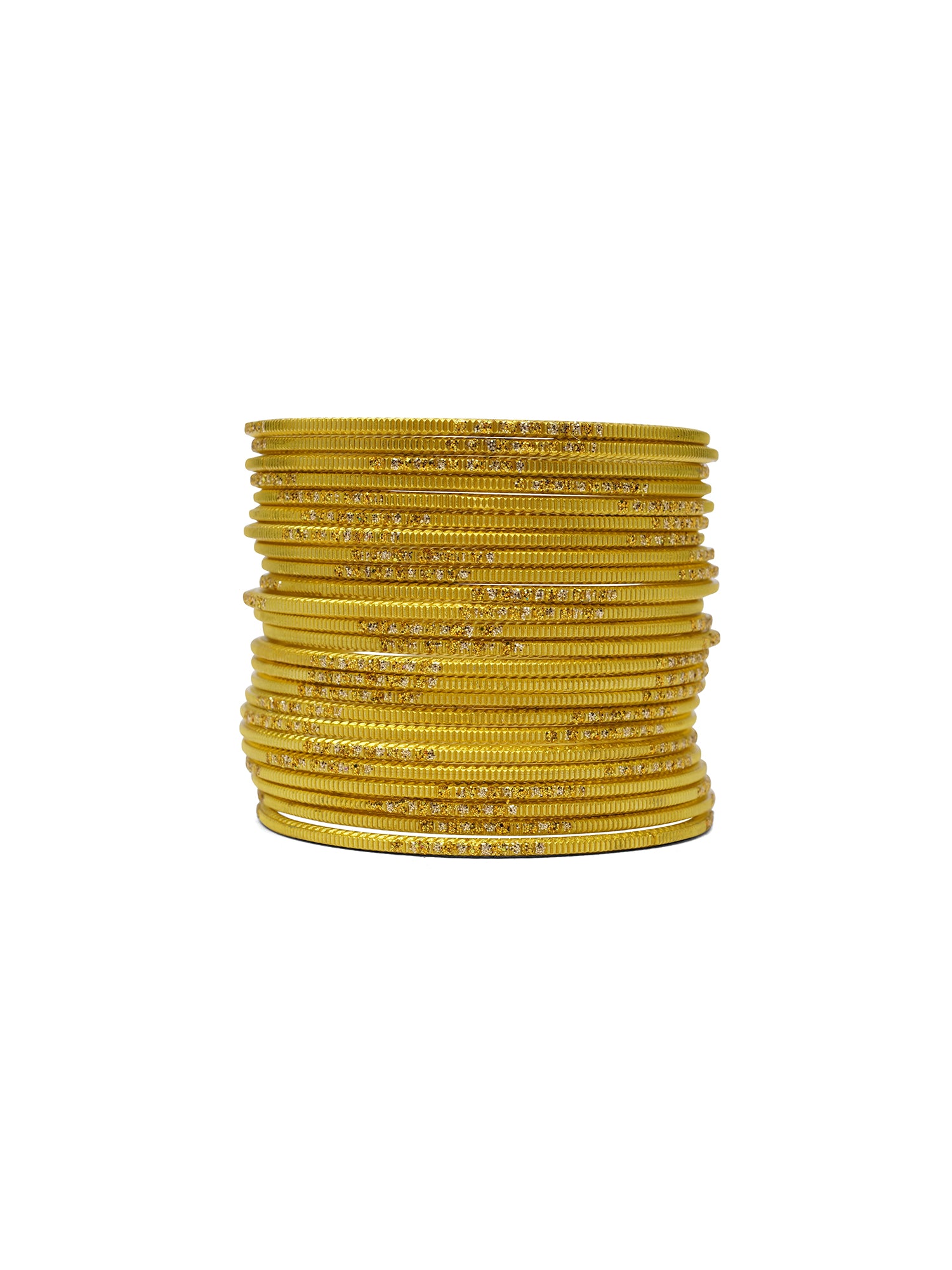 Yellow Glitter Etched Bangles