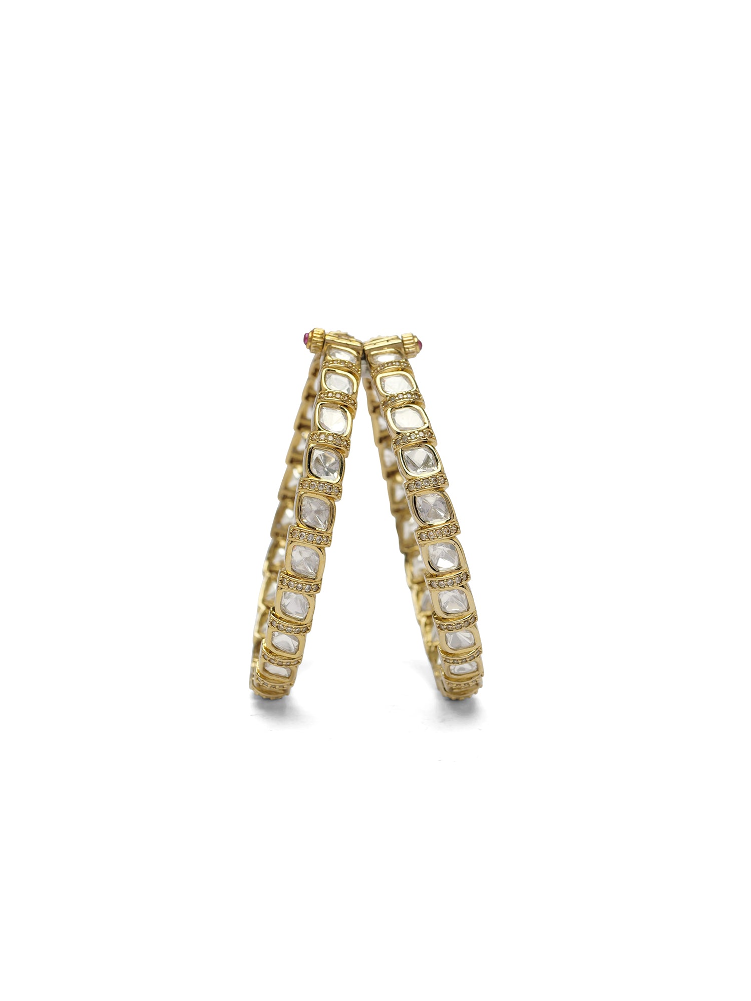 Yuvaani Kundan Bangles in White