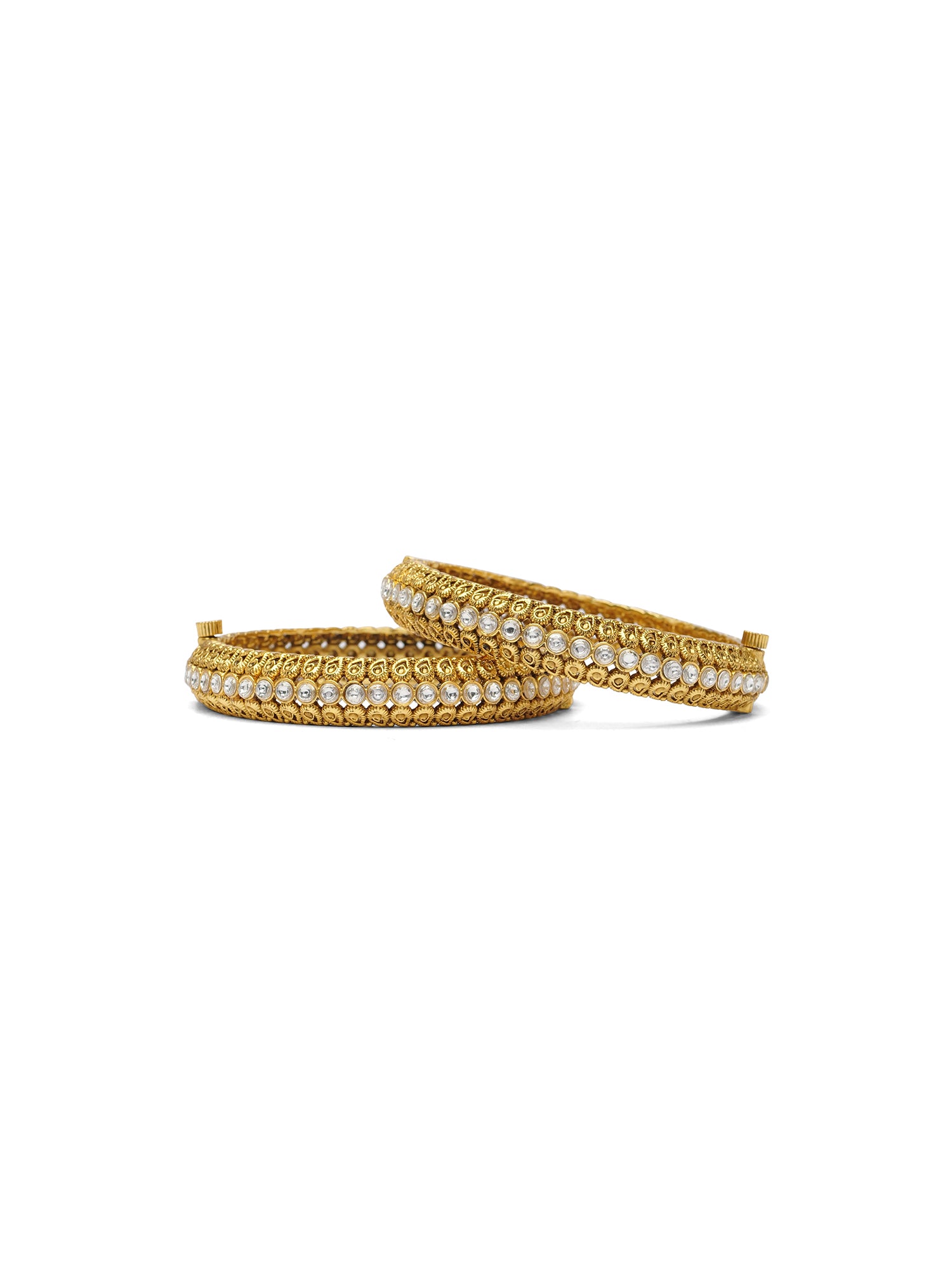 Yuvani Classic Kada Bangles in Gold Oxidised