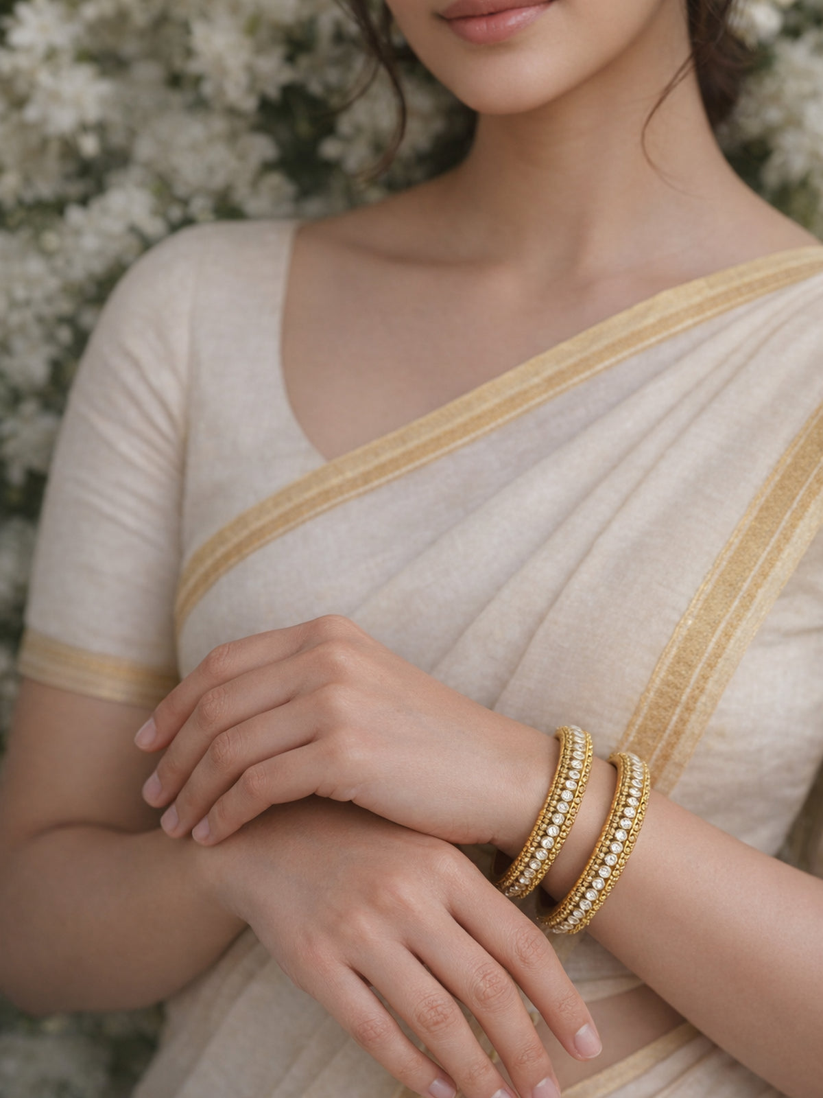 Yuvani Classic Kada Bangles in Gold Oxidised 