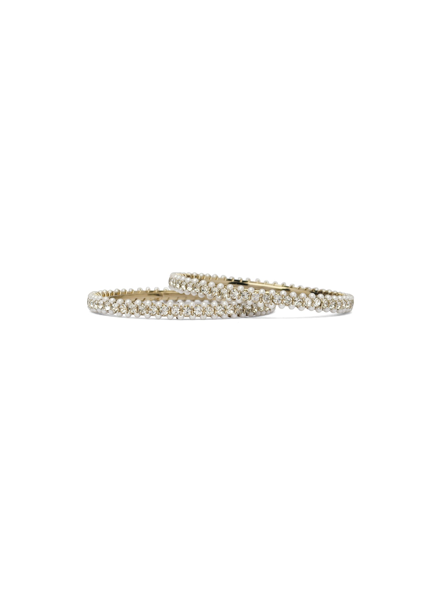 Yuvika Diamante Bangles in Pearl and White