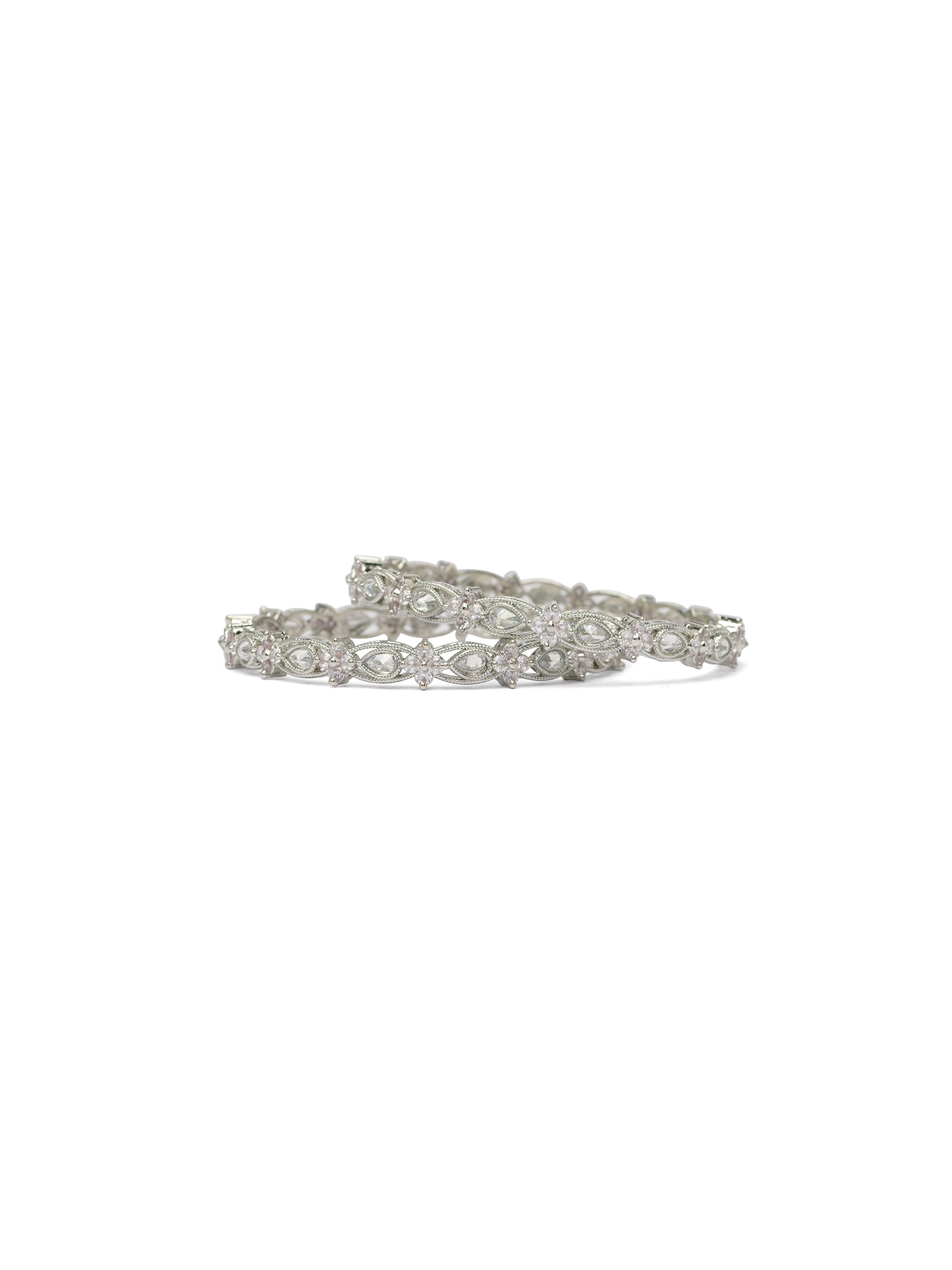 Zahra Kada Bangles in Rhodium