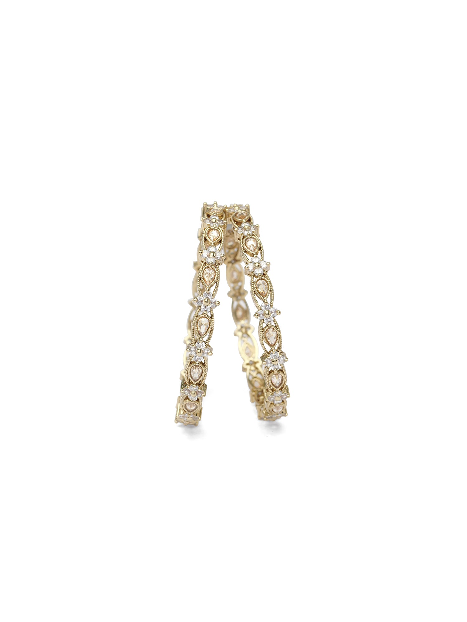 Zahra Kada Bangles in White and Champagne