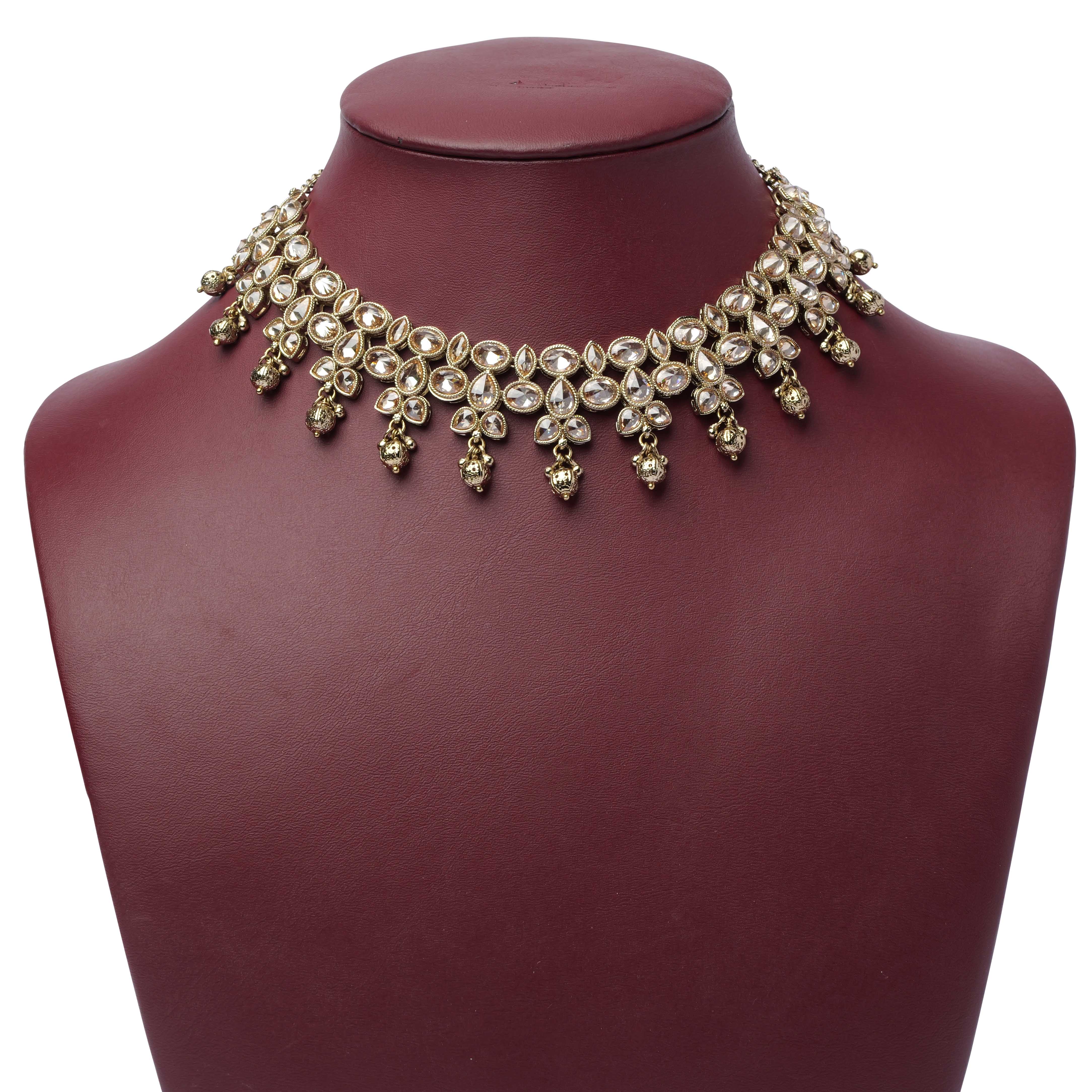 Zahra Necklace Set in Antique Gold