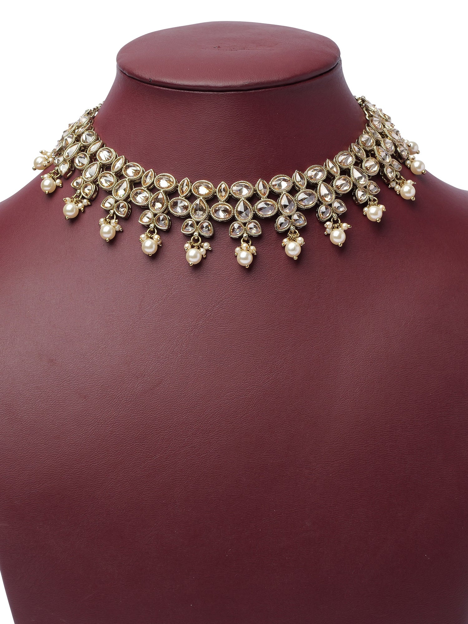 Zahra Necklace Set in Pearl and Antique Gold