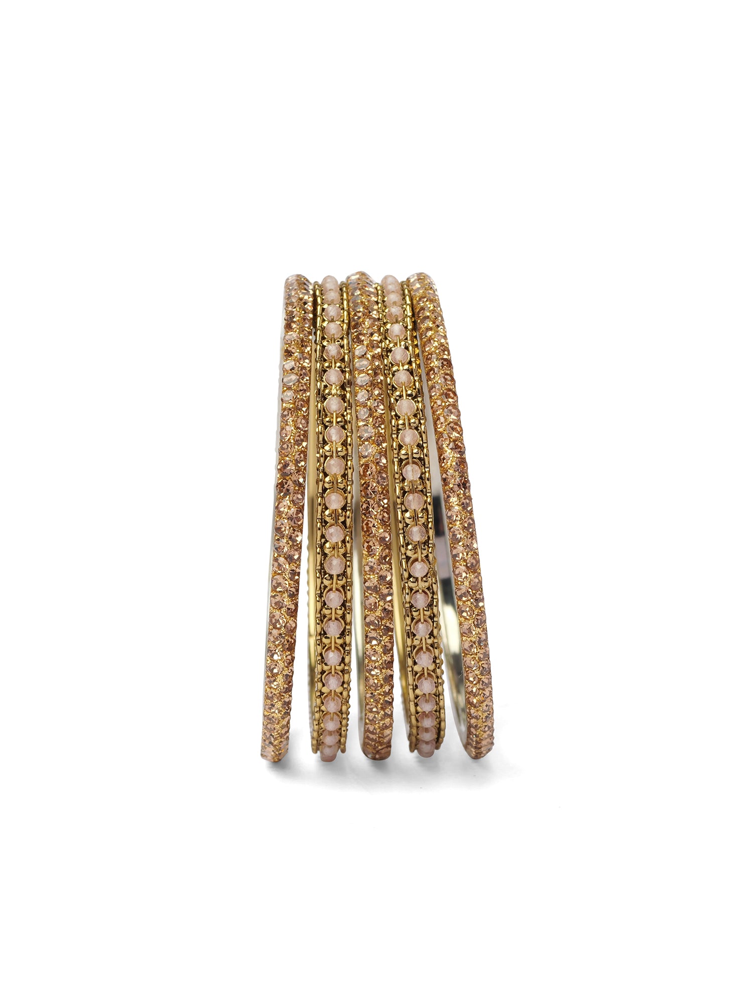 Zaida Bangle Set in Light Pink and Antique Gold