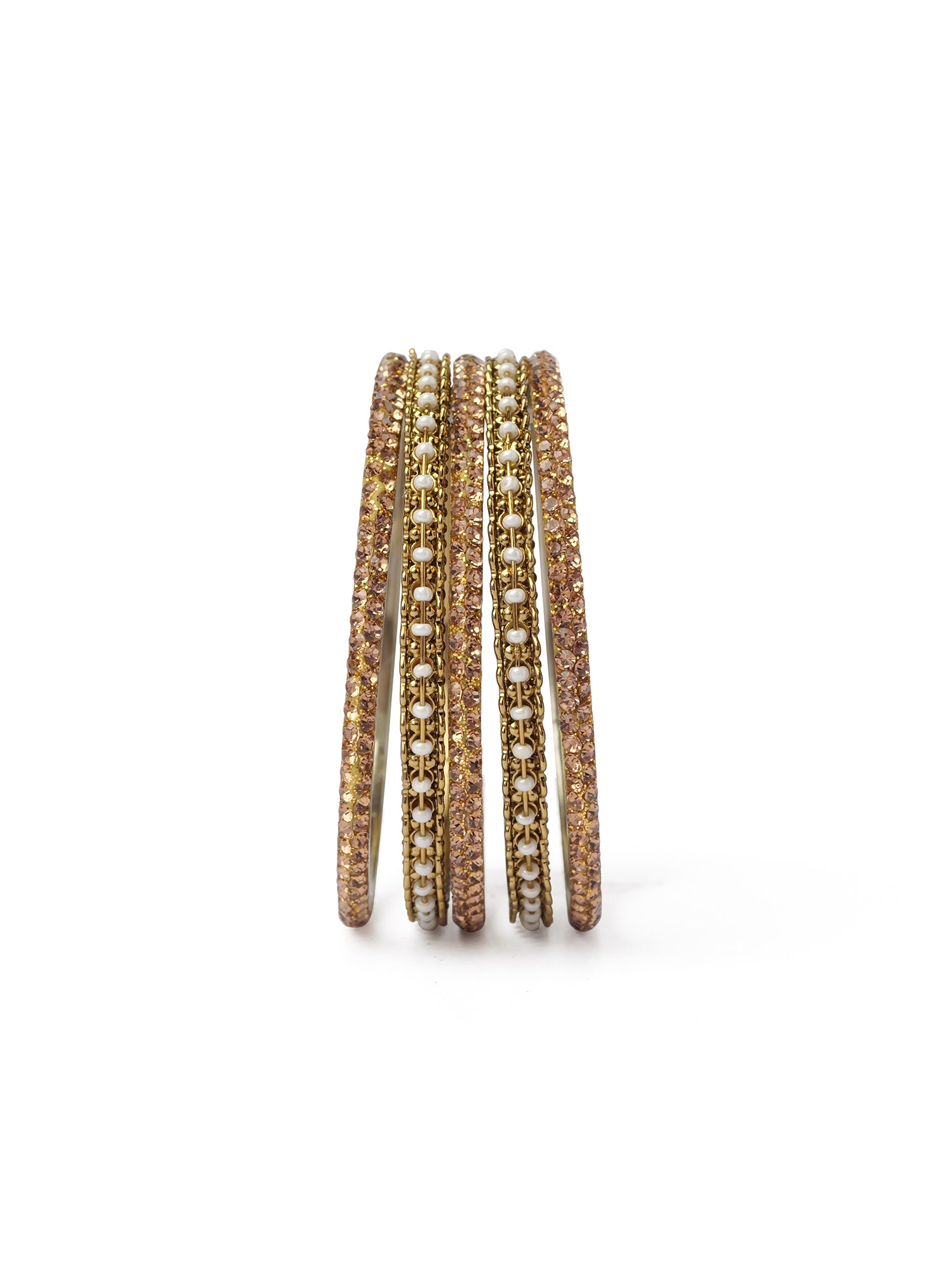 Zaida Bangle Set in Pearl and Antique Gold
