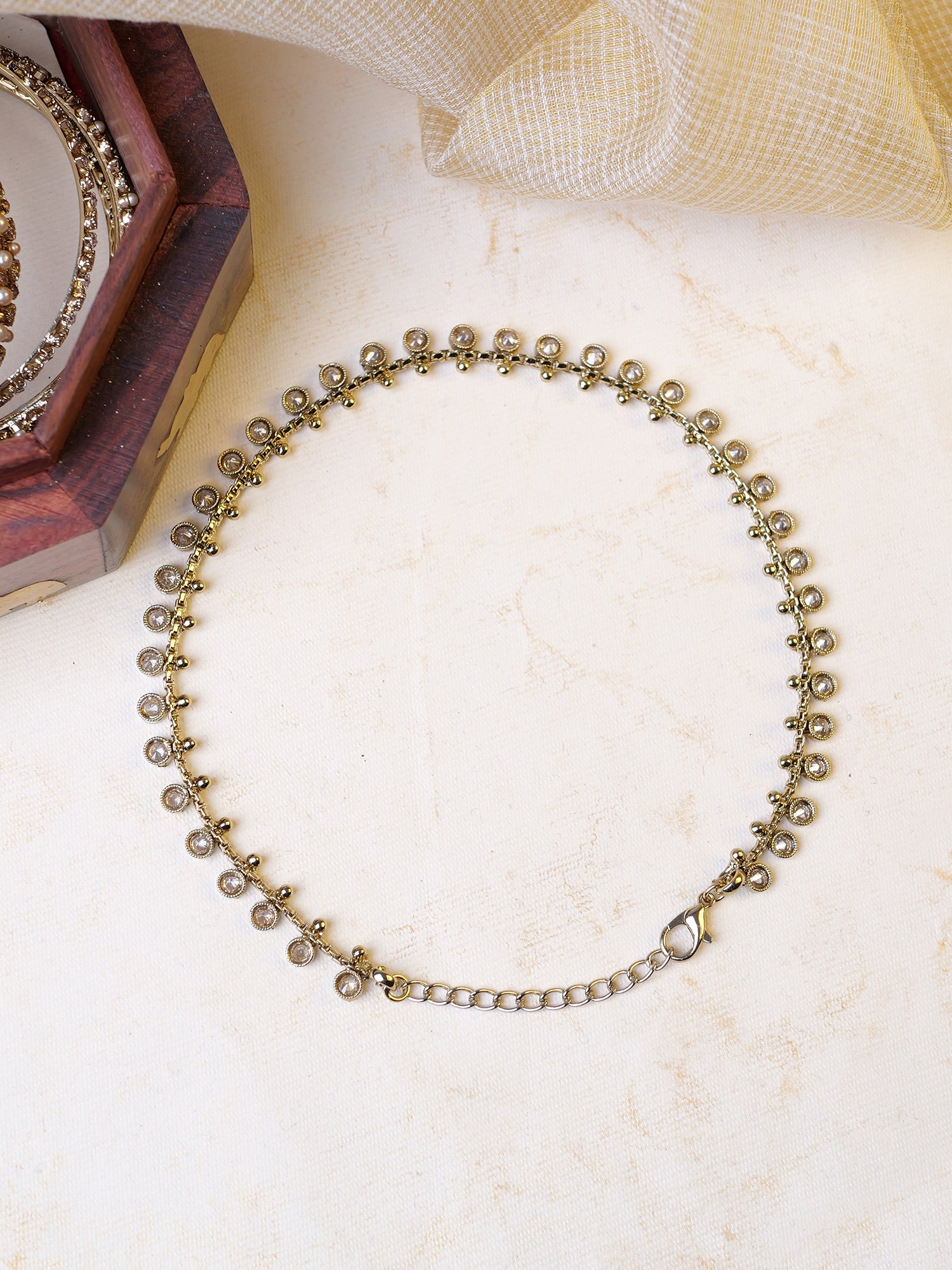 Zara Anklet in Champagne and Antique Gold