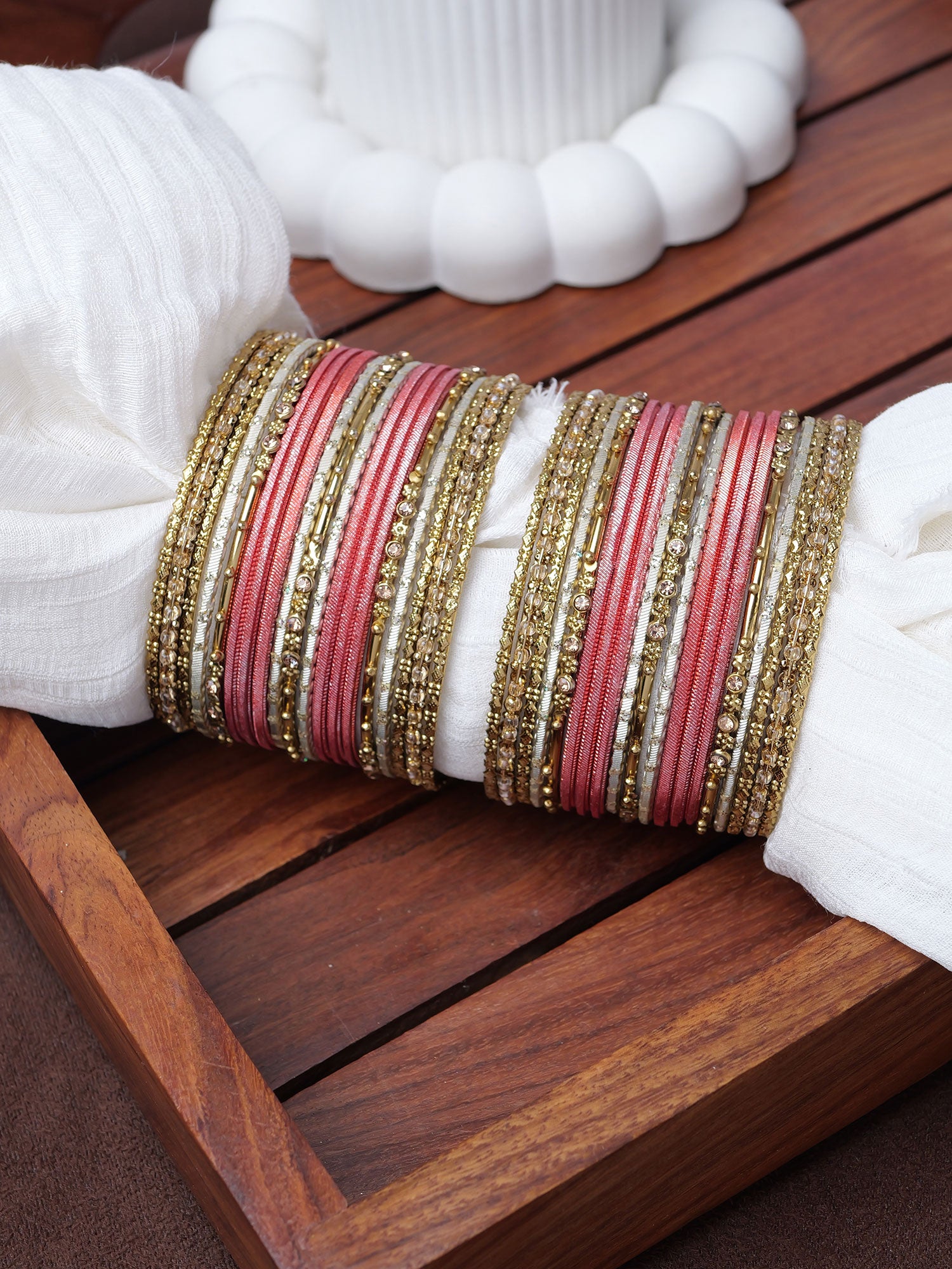 Zarina Antique Bangle Set in Orange