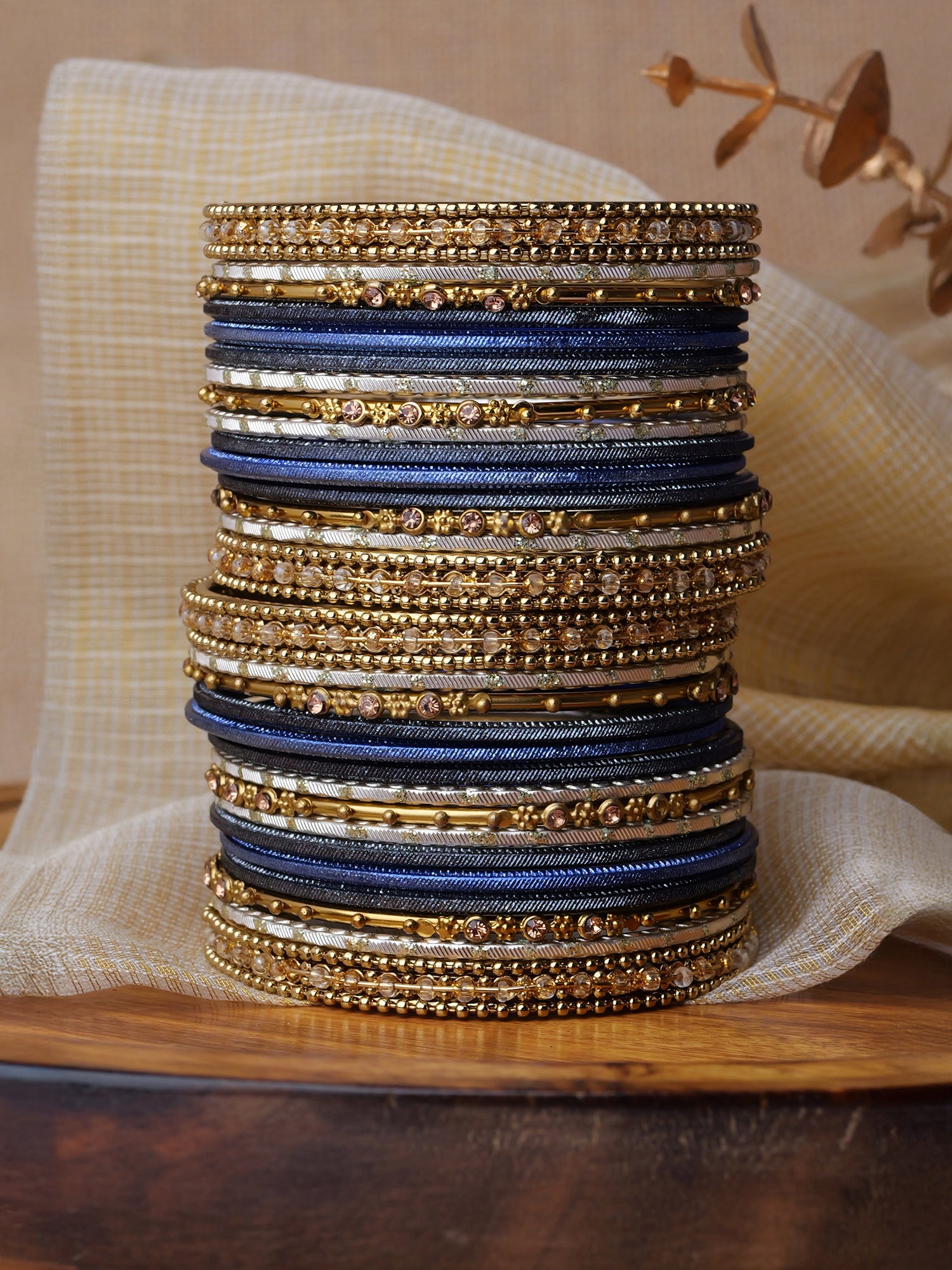 Zarina Antique Bangle Set in Blue