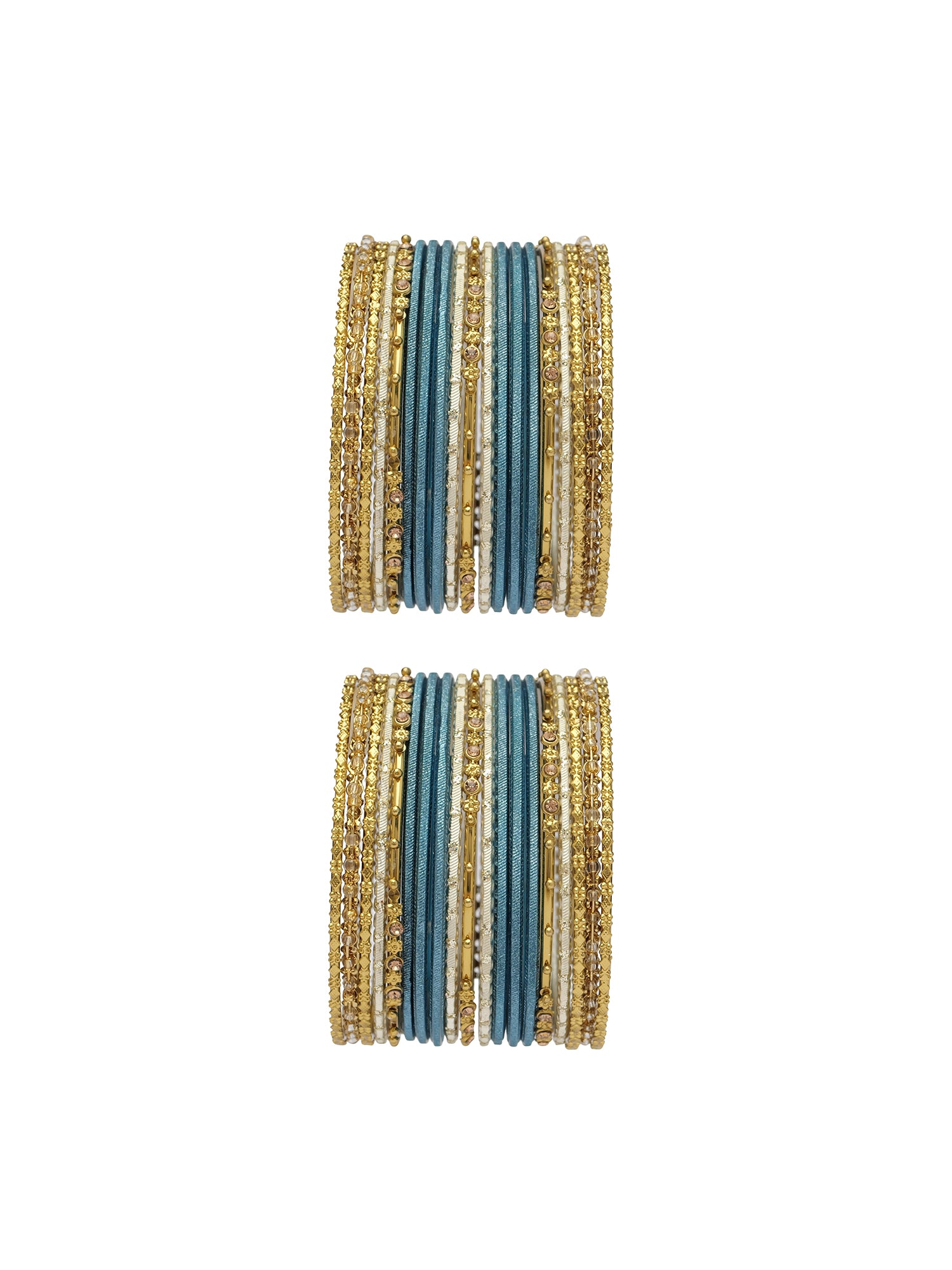 Zarina Antique Bangle Set in Peacock Blue