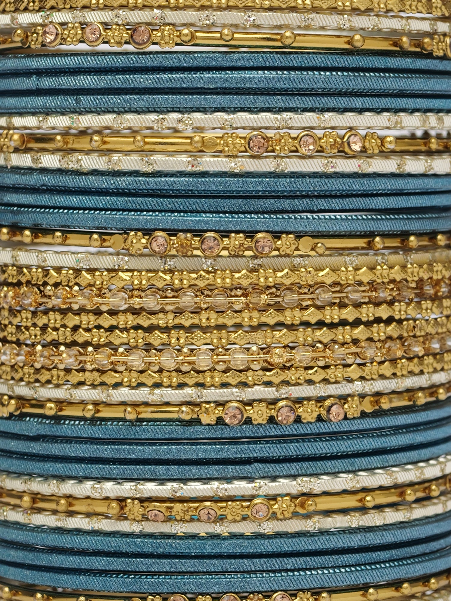 Zarina Antique Bangle Set in Peacock Blue