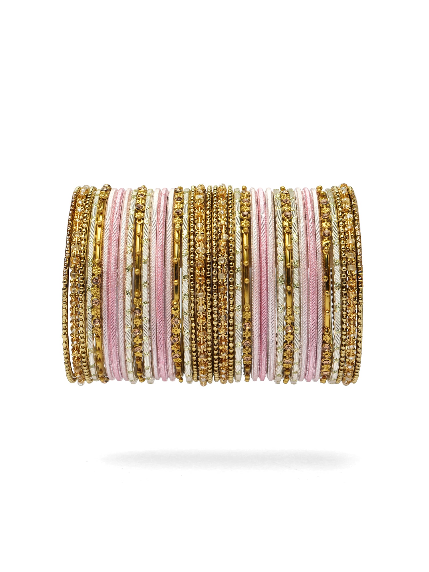 Zarina Antique Bangle Set in Light Pink