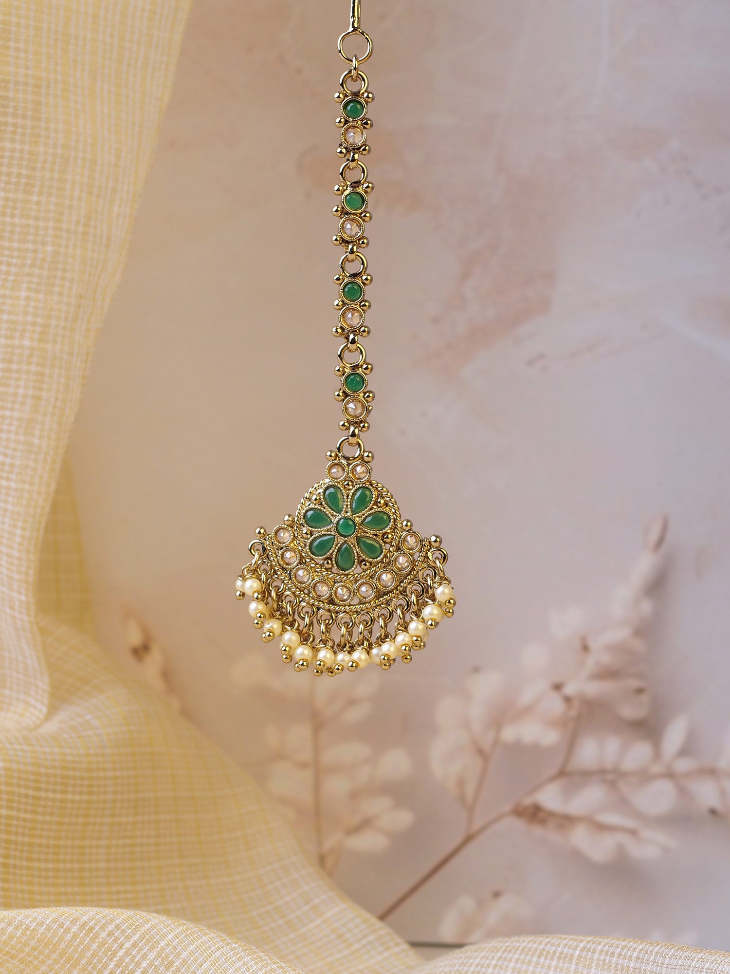 Zarish Maang Tikka in Green