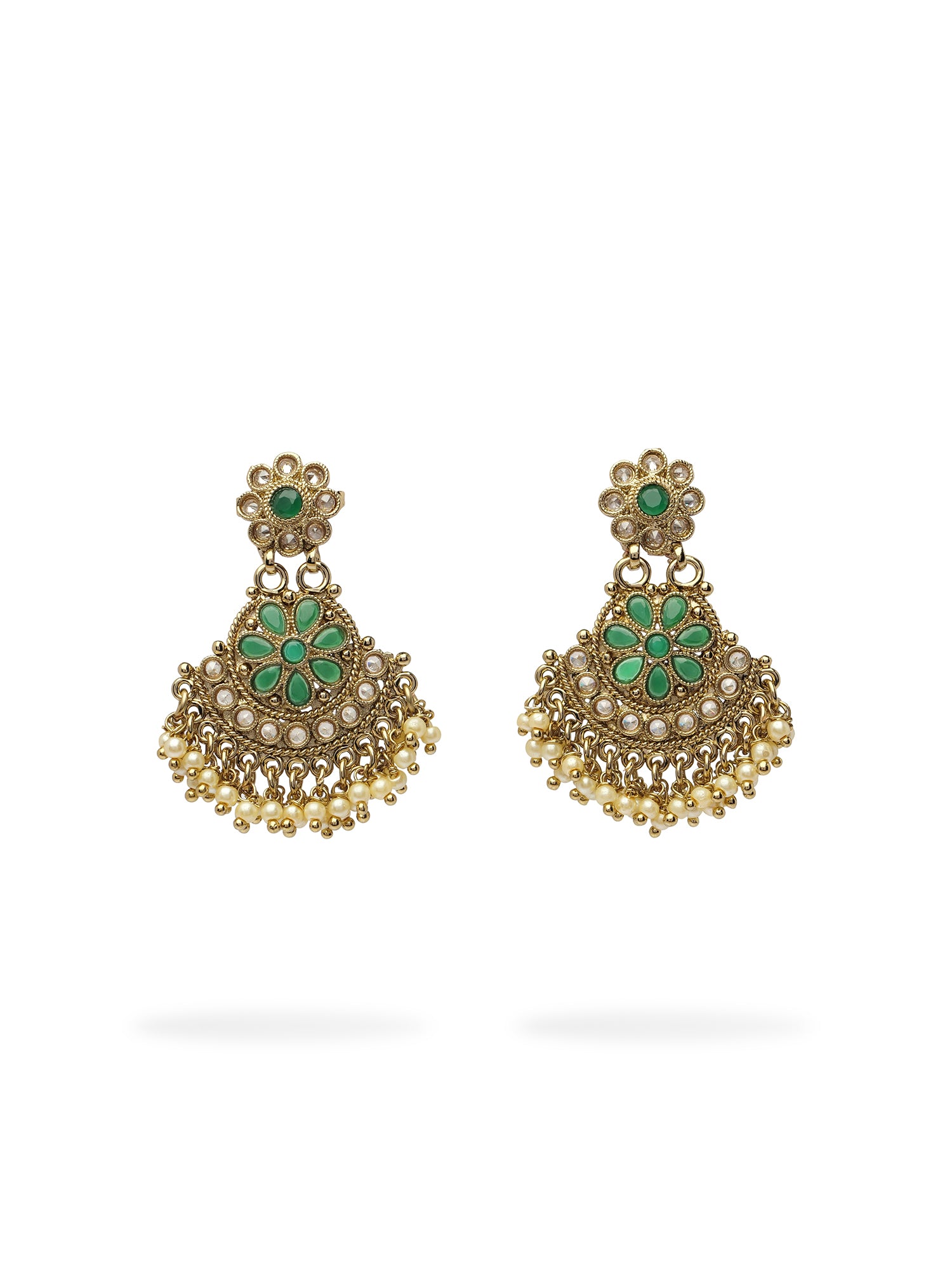 Zarish Chandbali Earrings in Green