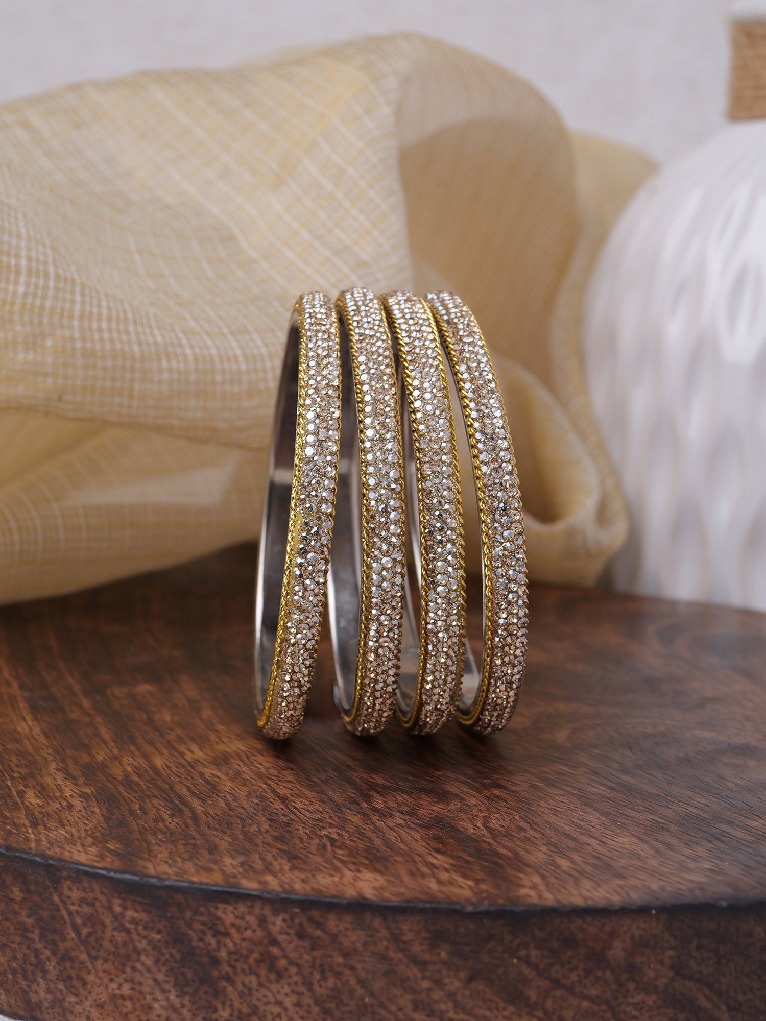 Zariya Diamante Lakh Bangles in White