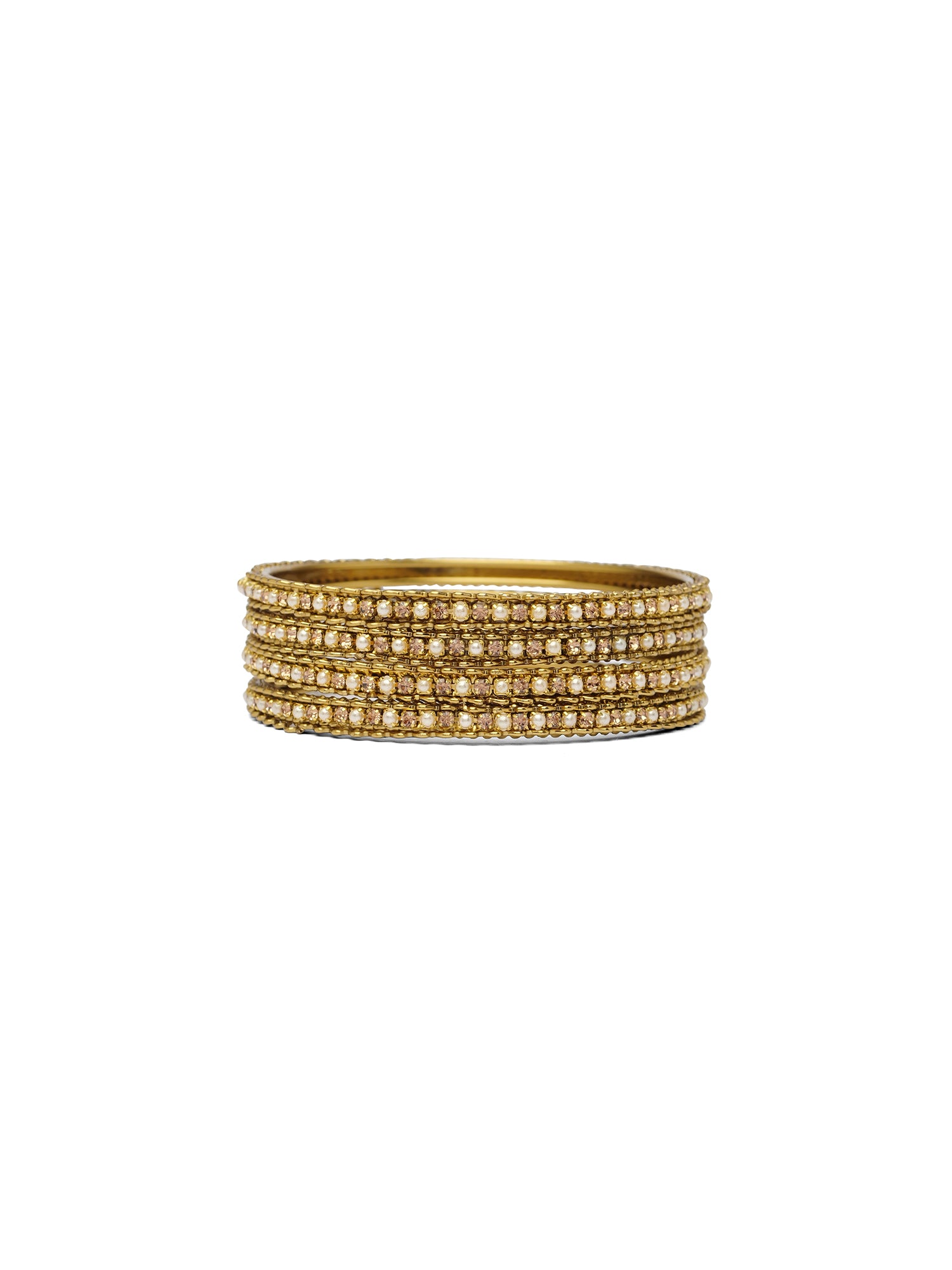 Zewar Set of 4 Champagne and Pearl Bangles