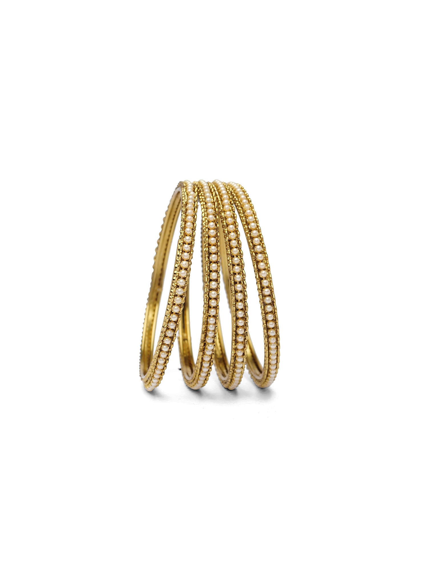 Zewar Set of 4 Cream Pearl Bangles