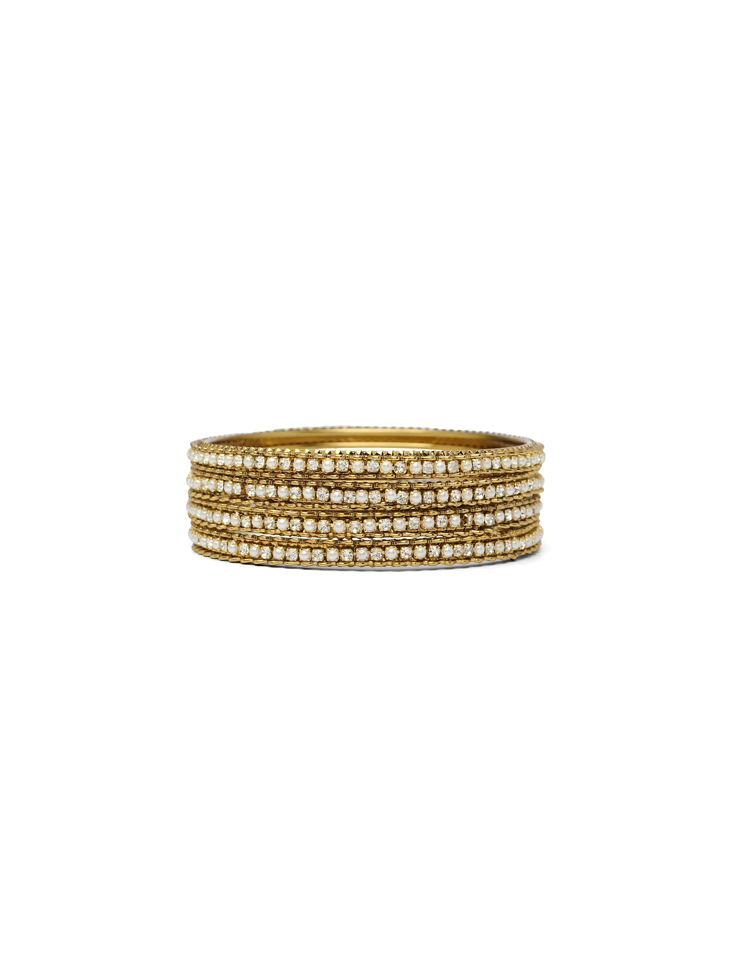 Zewar Set of 4 White and Pearl Bangles