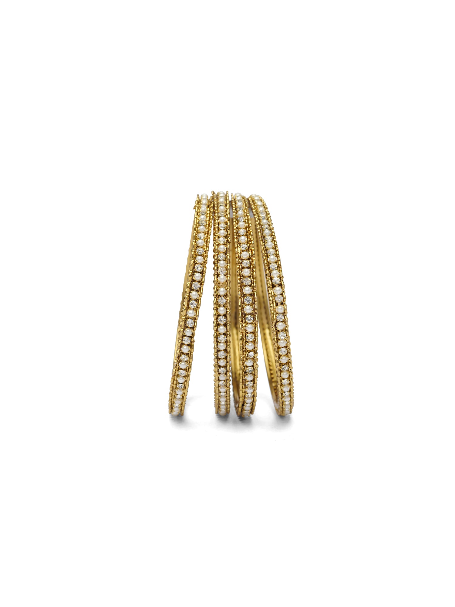 Zewar Set of 4 White and Pearl Bangles