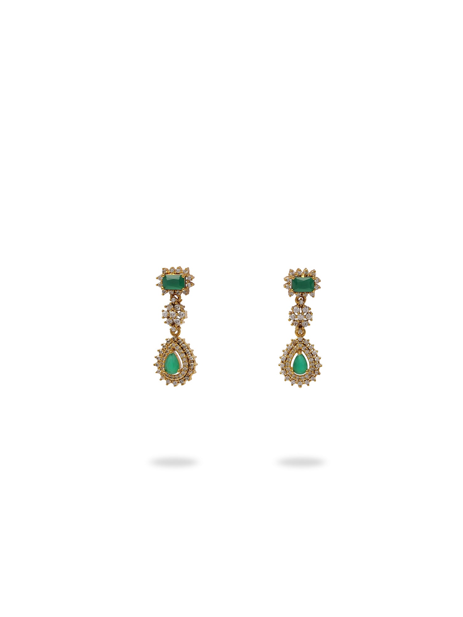 Zia Cubic Zirconia Necklace Set in Green and Gold