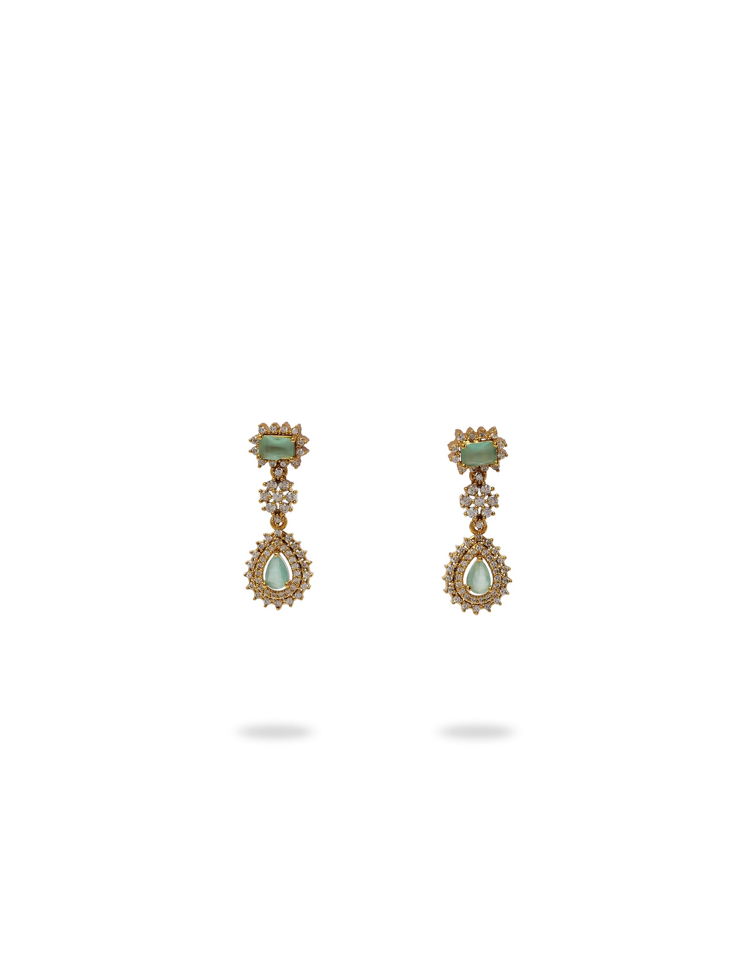Zia Cubic Zirconia Necklace Set in Mint and Gold