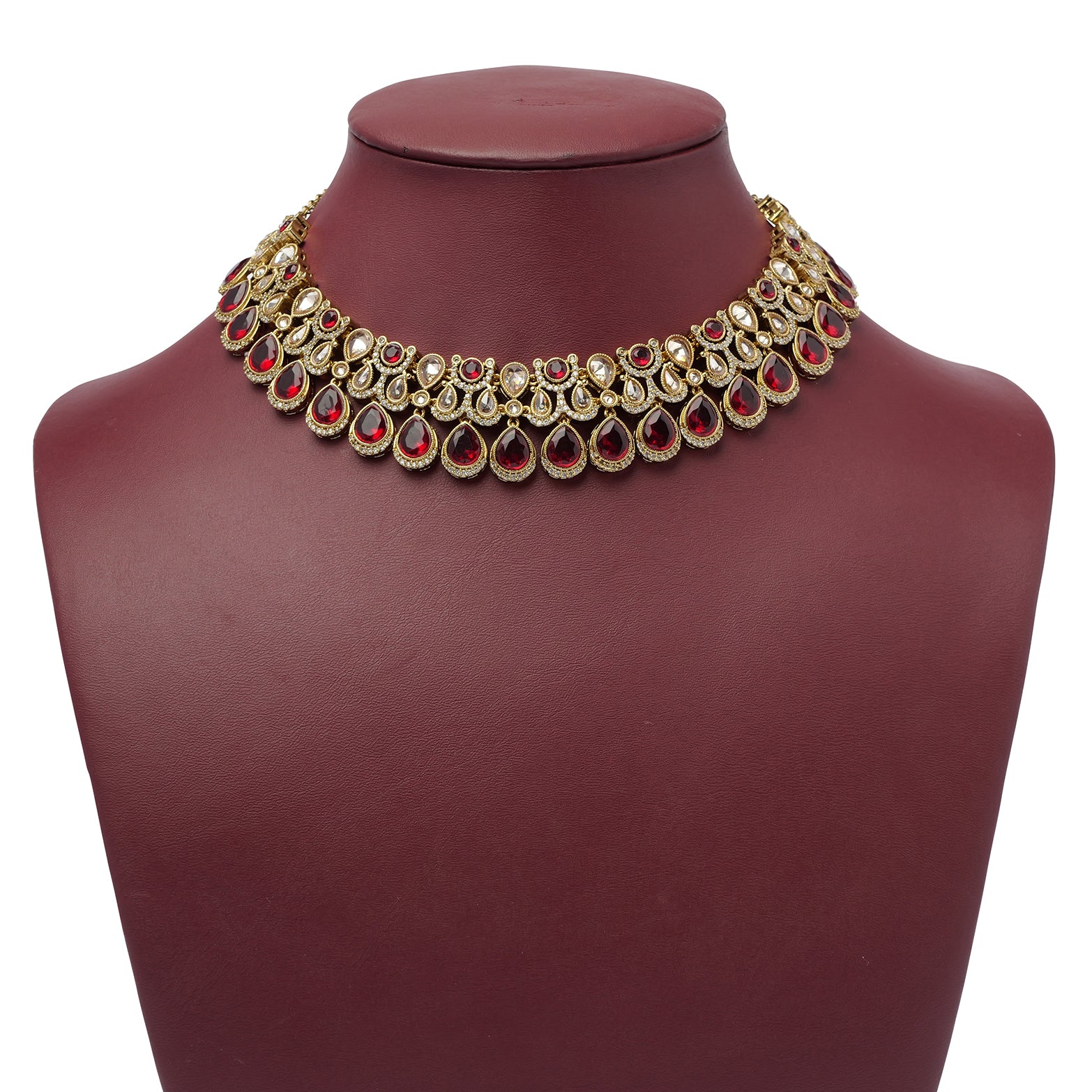 Ziana Necklace Set in Maroon