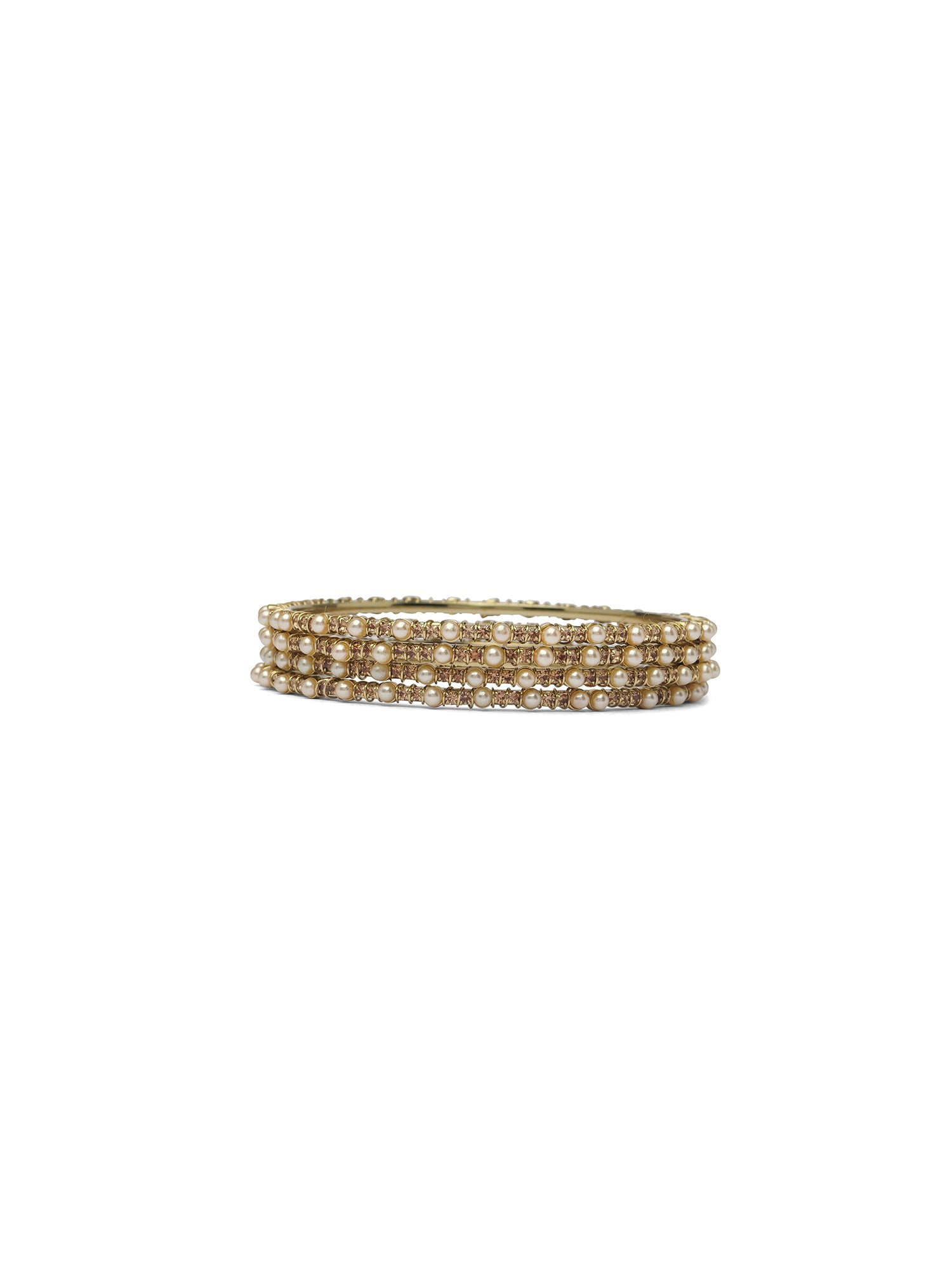 Zina Set of 4 Pearl and Champagne Bangles