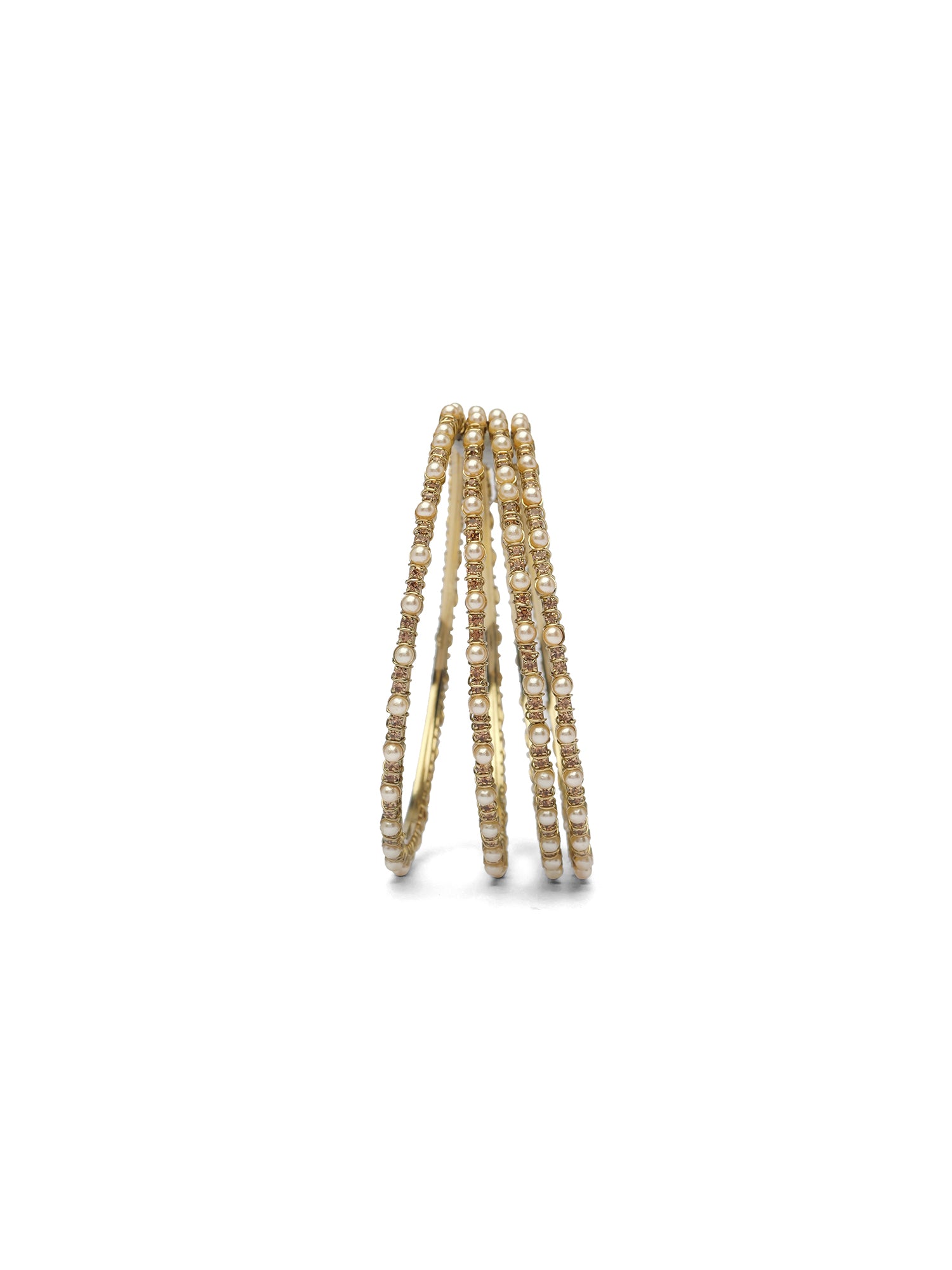 Zina Set of 4 Pearl and Champagne Bangles