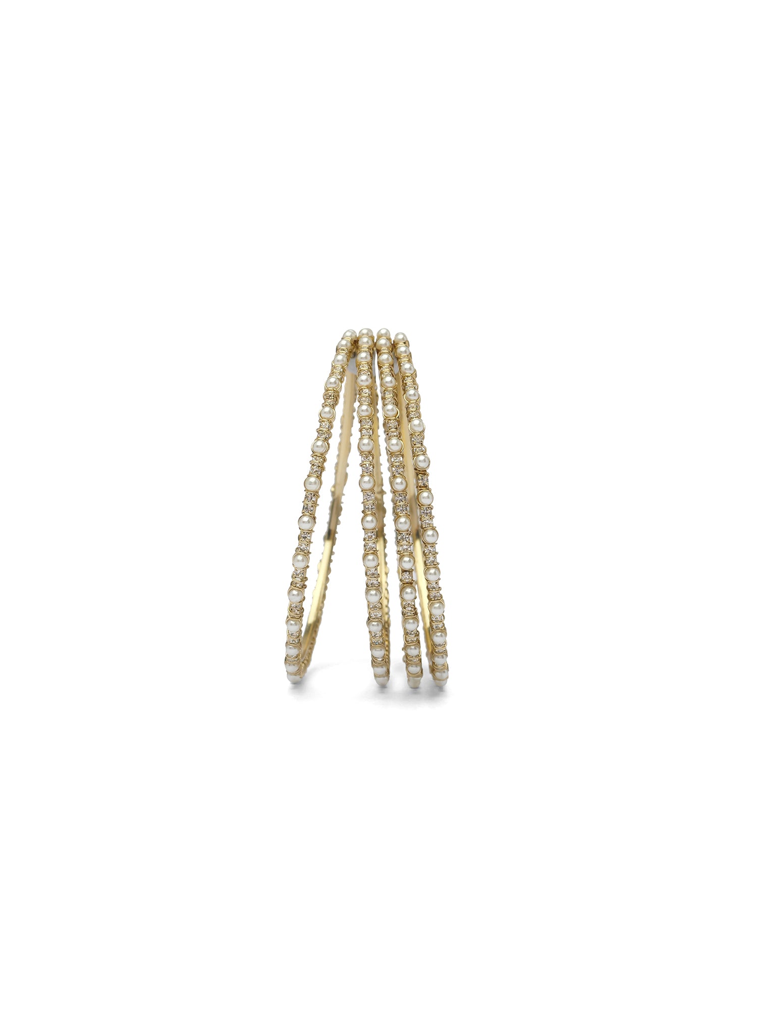 Zina Set of 4 Pearl and White Bangles
